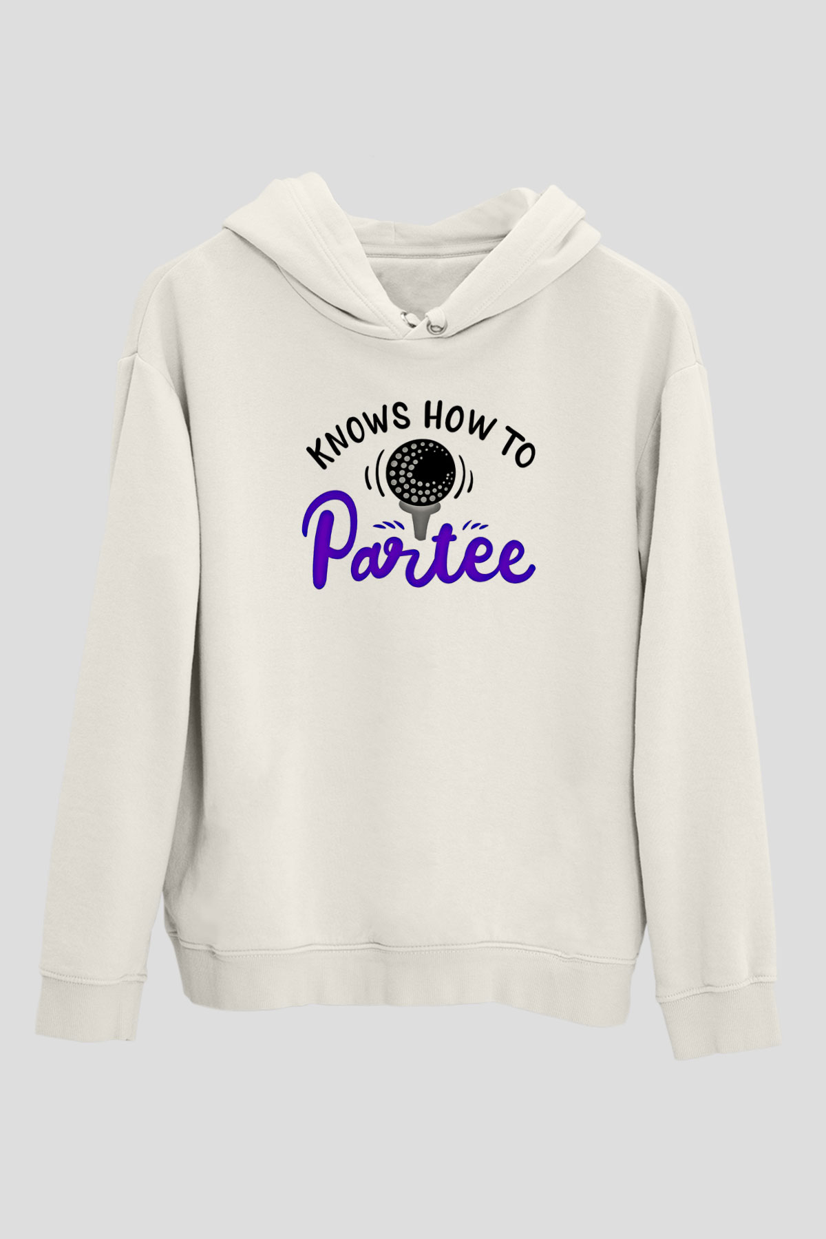 Golf Baskılı Unisex Ekru Hoodie