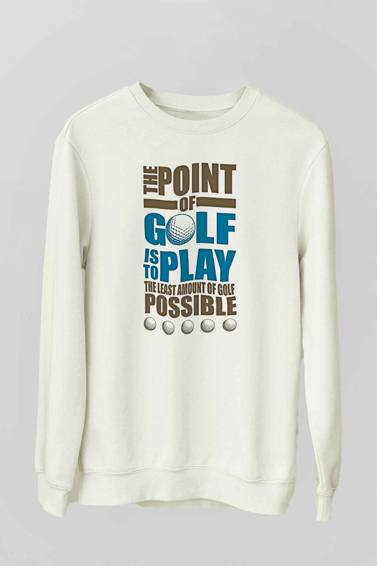 Golf Baskılı Unisex Ekru Sweatshirt