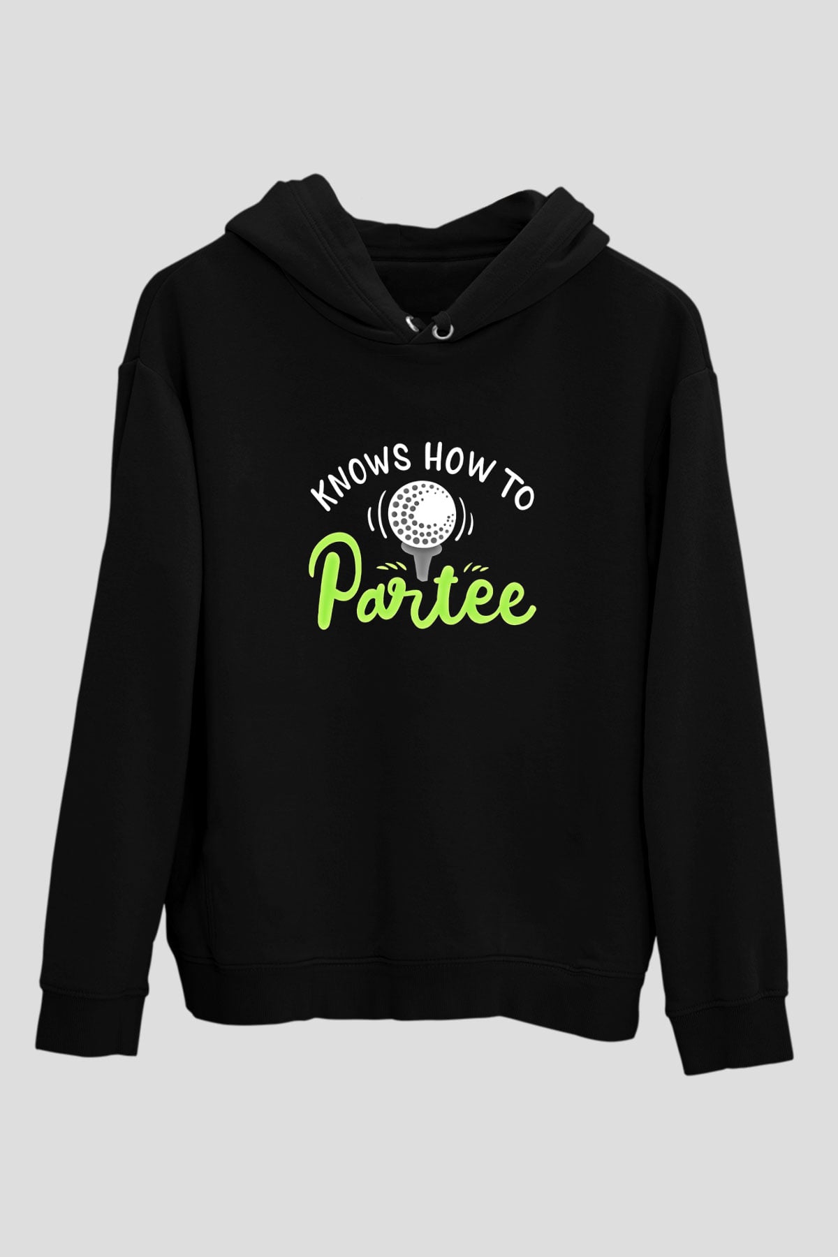 Golf Baskılı Unisex Siyah Hoodie