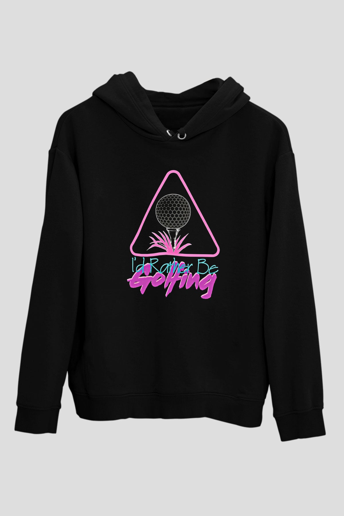 Golf Baskılı Unisex Siyah Hoodie