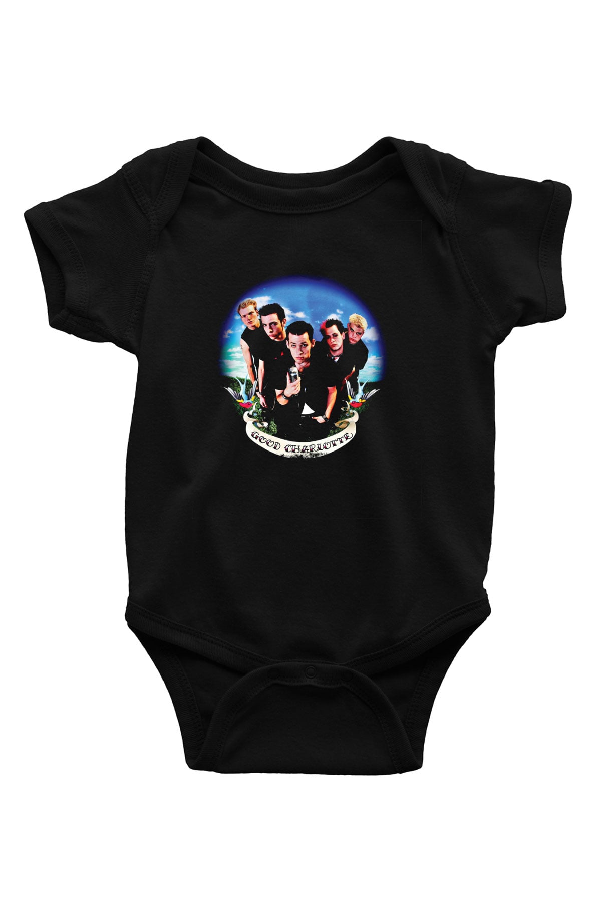 Good Charlotte Baskılı Unisex Siyah Bebek Body - Zıbın
