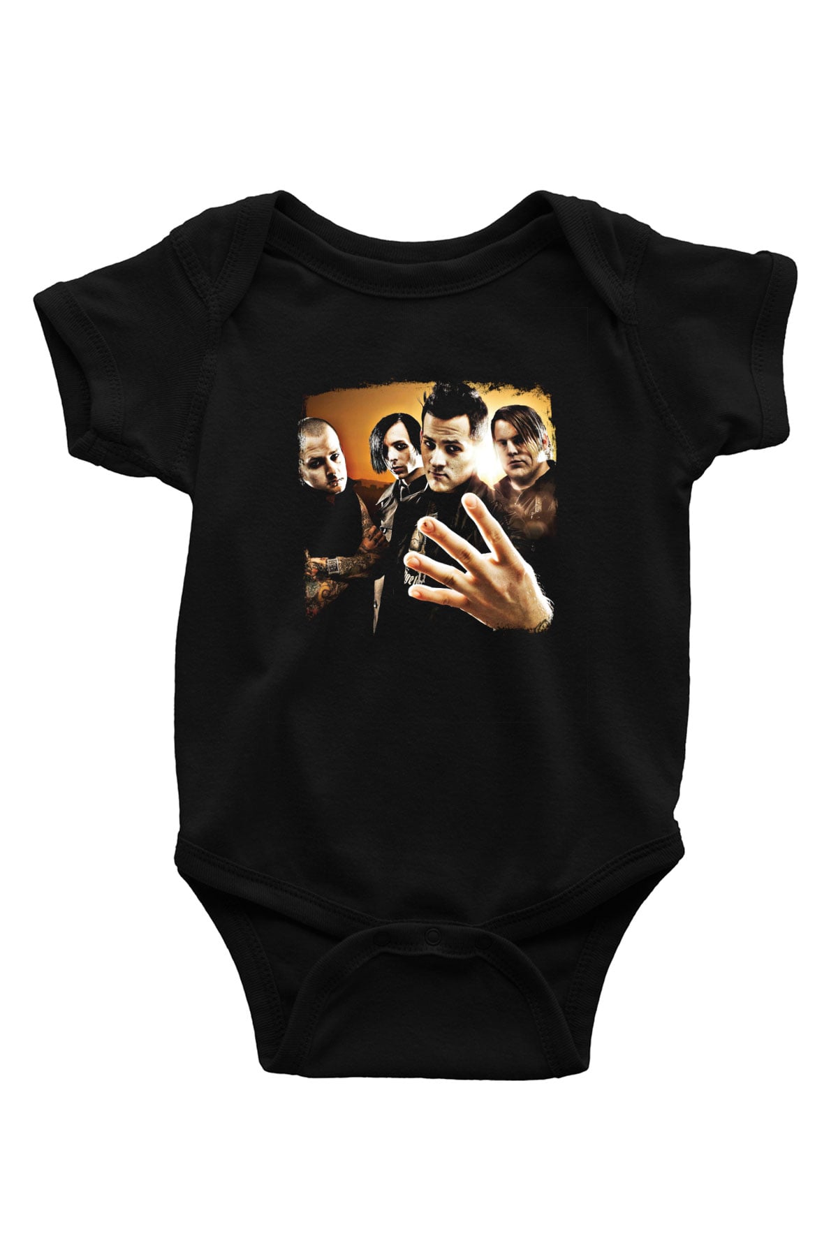 Good Charlotte Baskılı Unisex Siyah Bebek Body - Zıbın