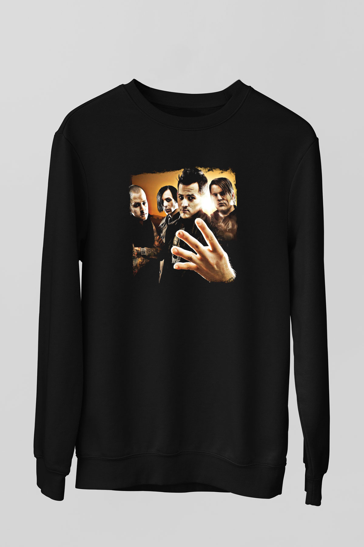 Good Charlotte Baskılı Unisex Siyah Sweatshirt