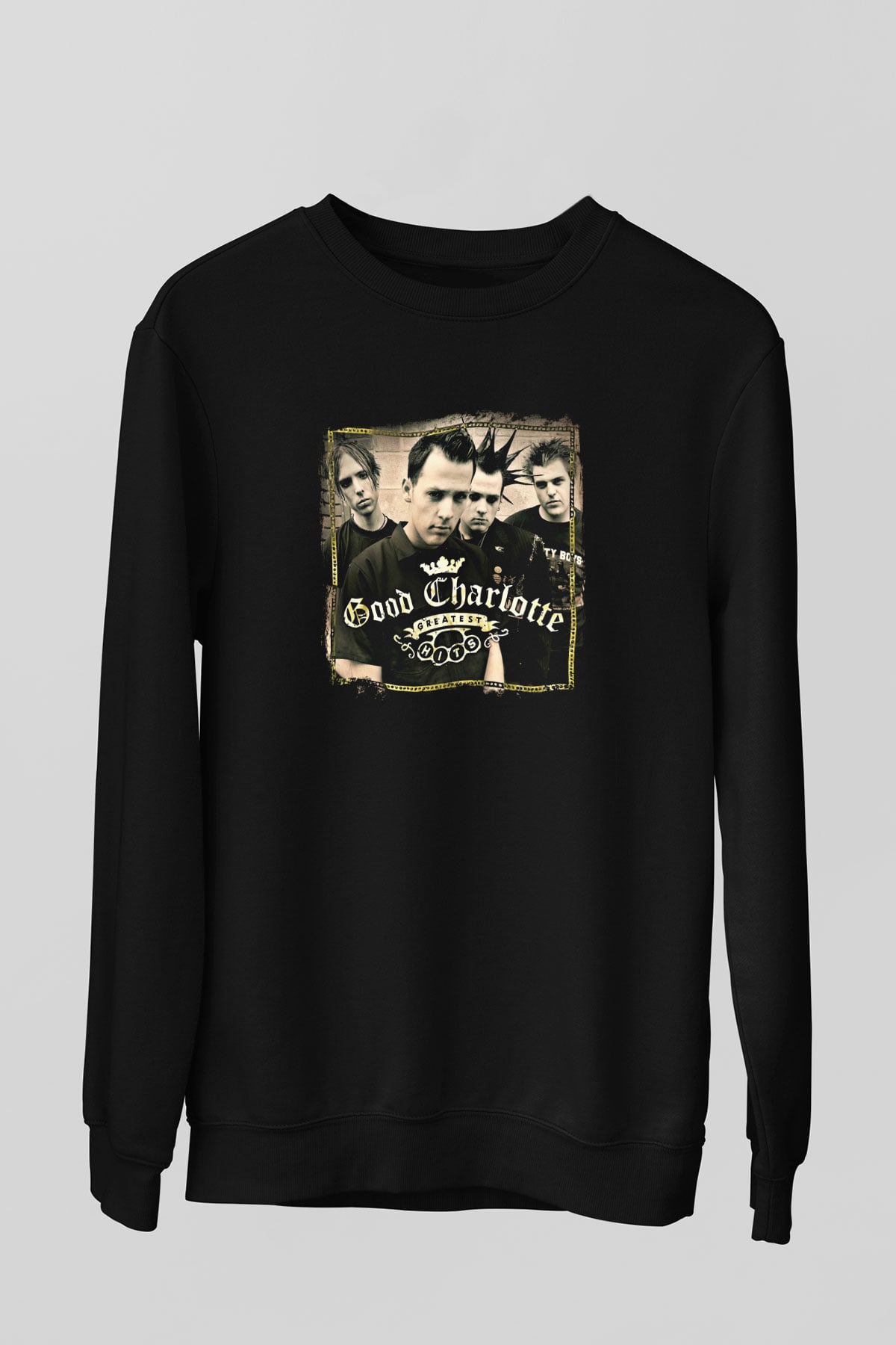Good Charlotte Baskılı Unisex Siyah Sweatshirt