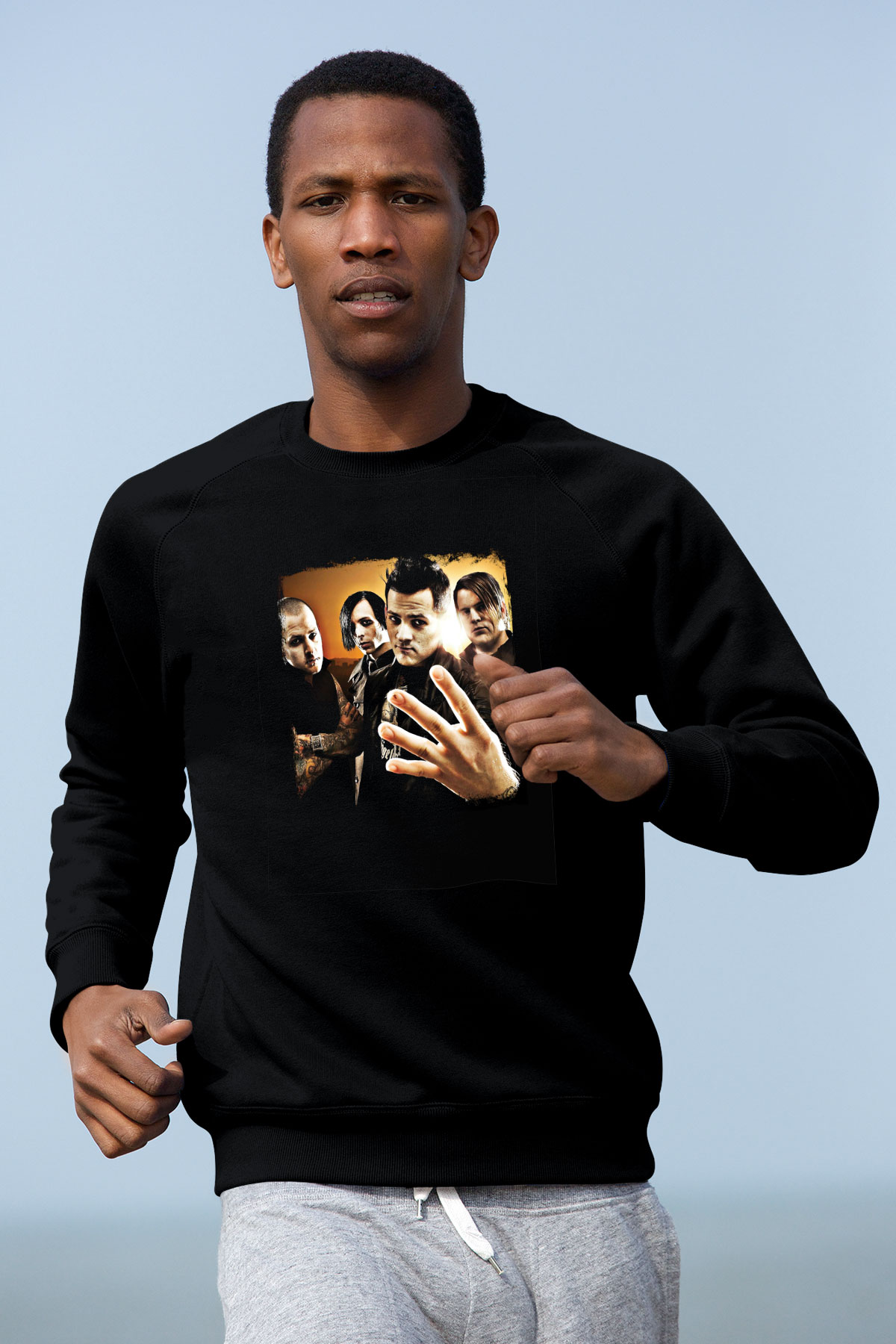 Good Charlotte Baskılı Unisex Siyah Sweatshirt