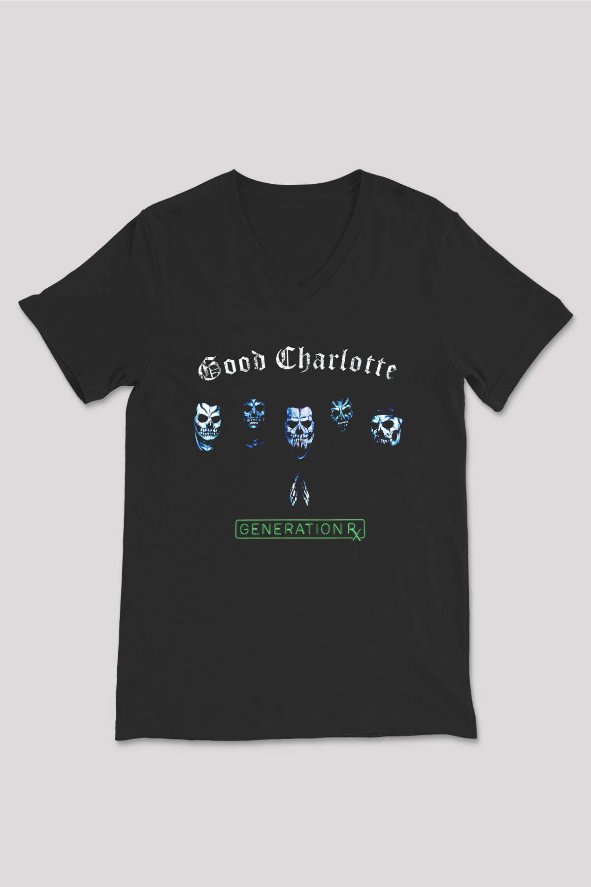 Good Charlotte Siyah Unisex V Yaka Tişört