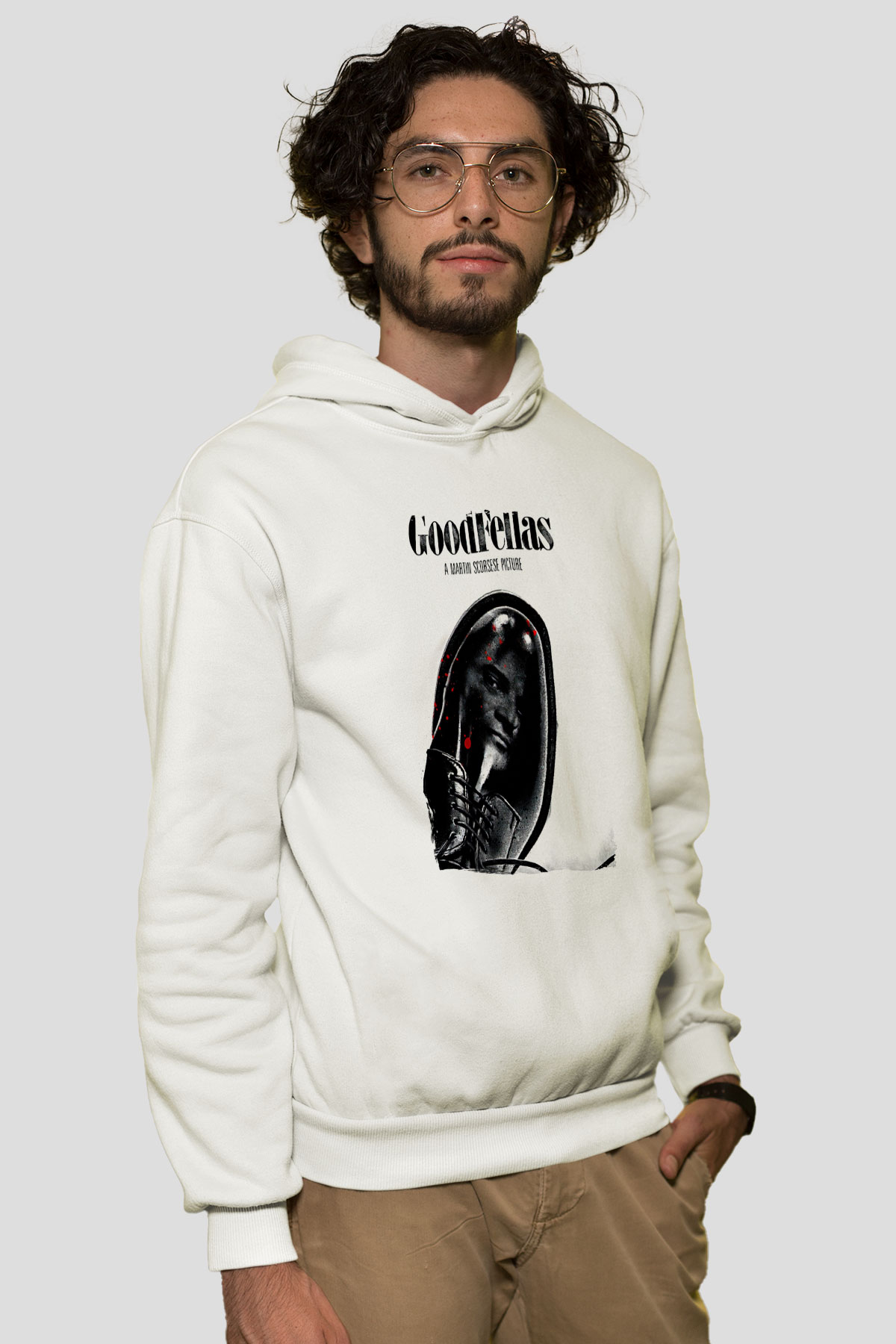 Goodfellas Baskılı Beyaz Unisex Hoodie