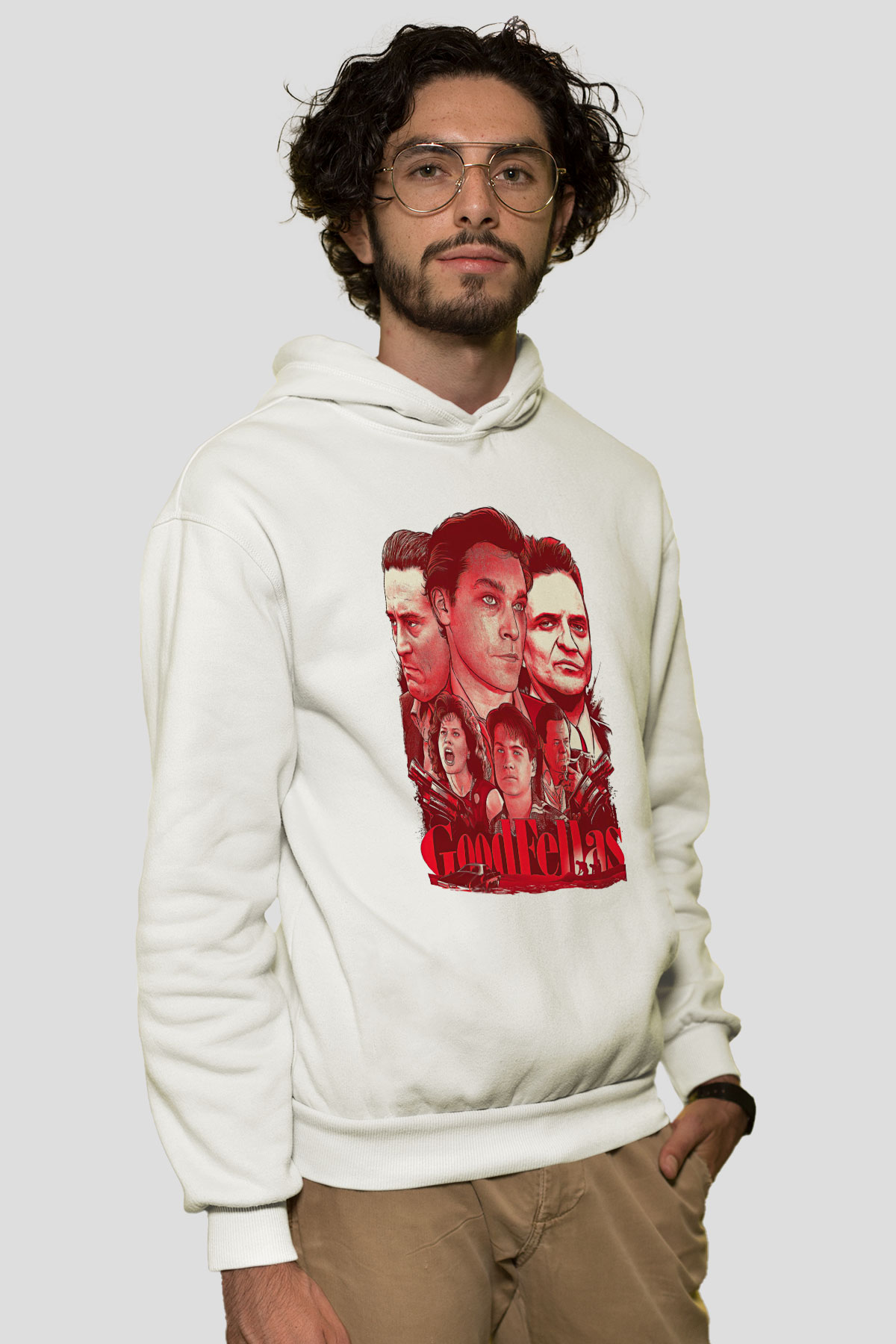 Goodfellas Baskılı Beyaz Unisex Hoodie
