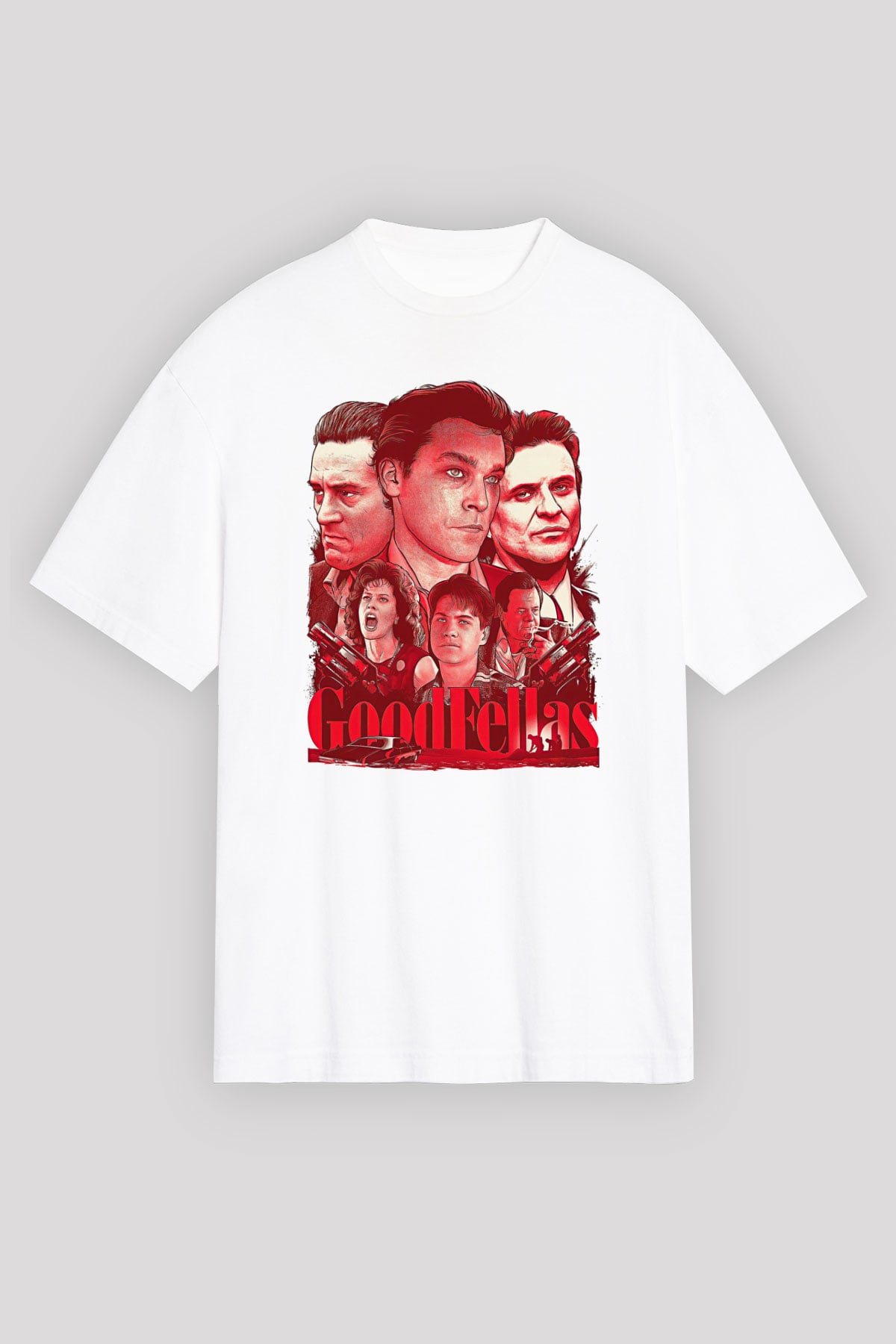 Goodfellas Baskılı Beyaz Unisex Oversize Tişört - Tshirt