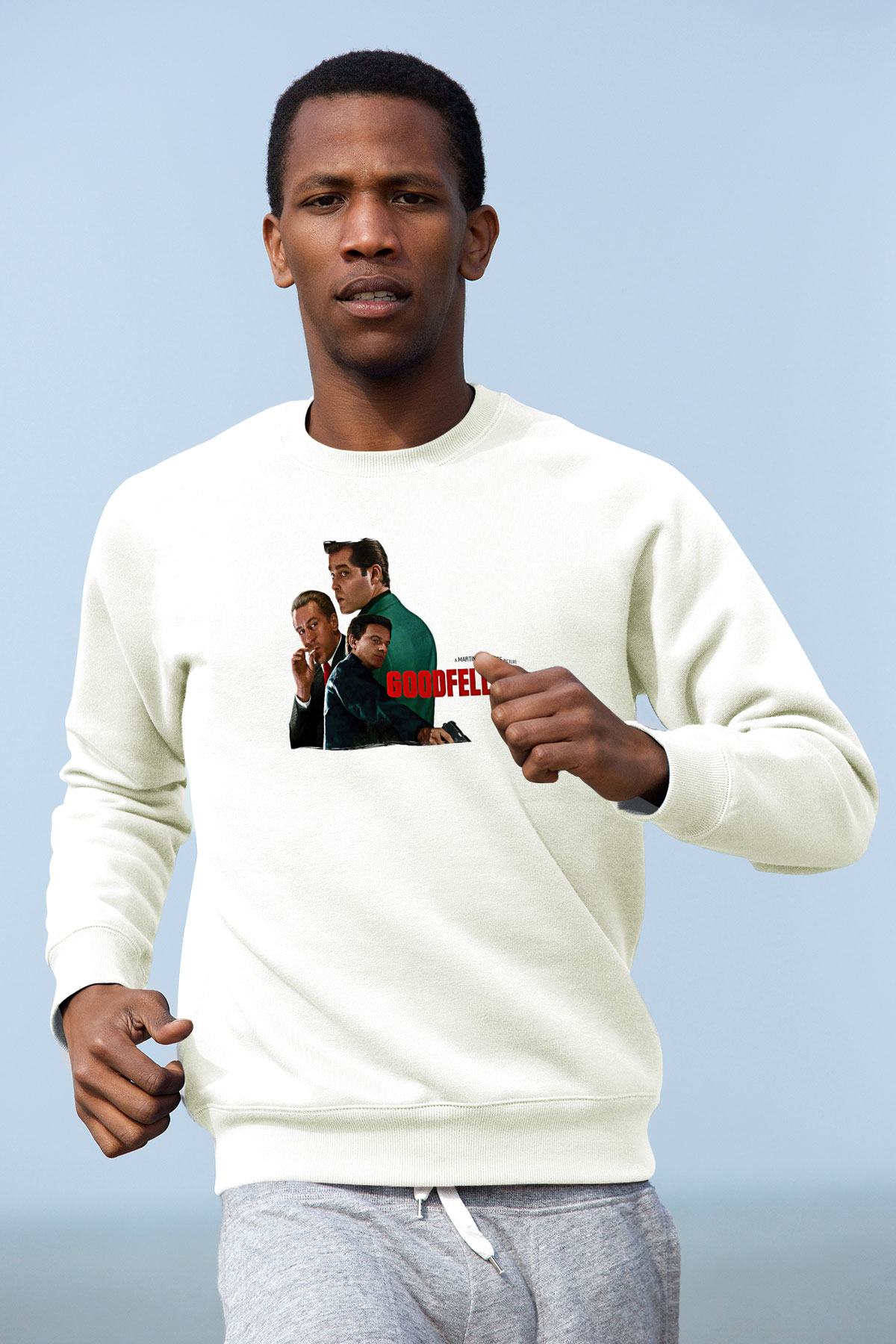 Goodfellas Baskılı Beyaz Unisex Sweatshirt