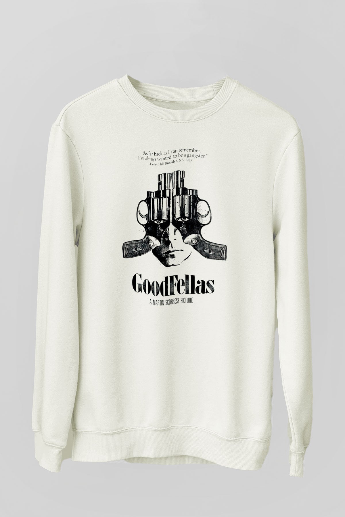 Goodfellas Baskılı Beyaz Unisex Sweatshirt