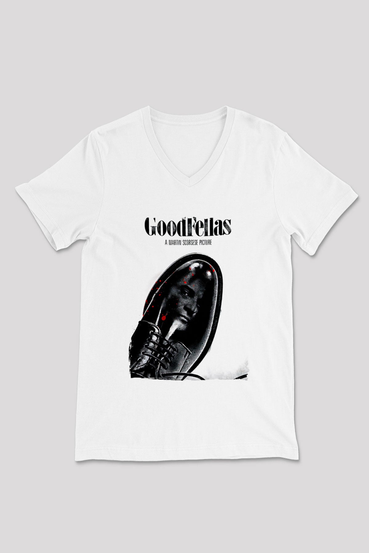 Goodfellas Baskılı Beyaz Unisex V Yaka Tişört - Tshirt