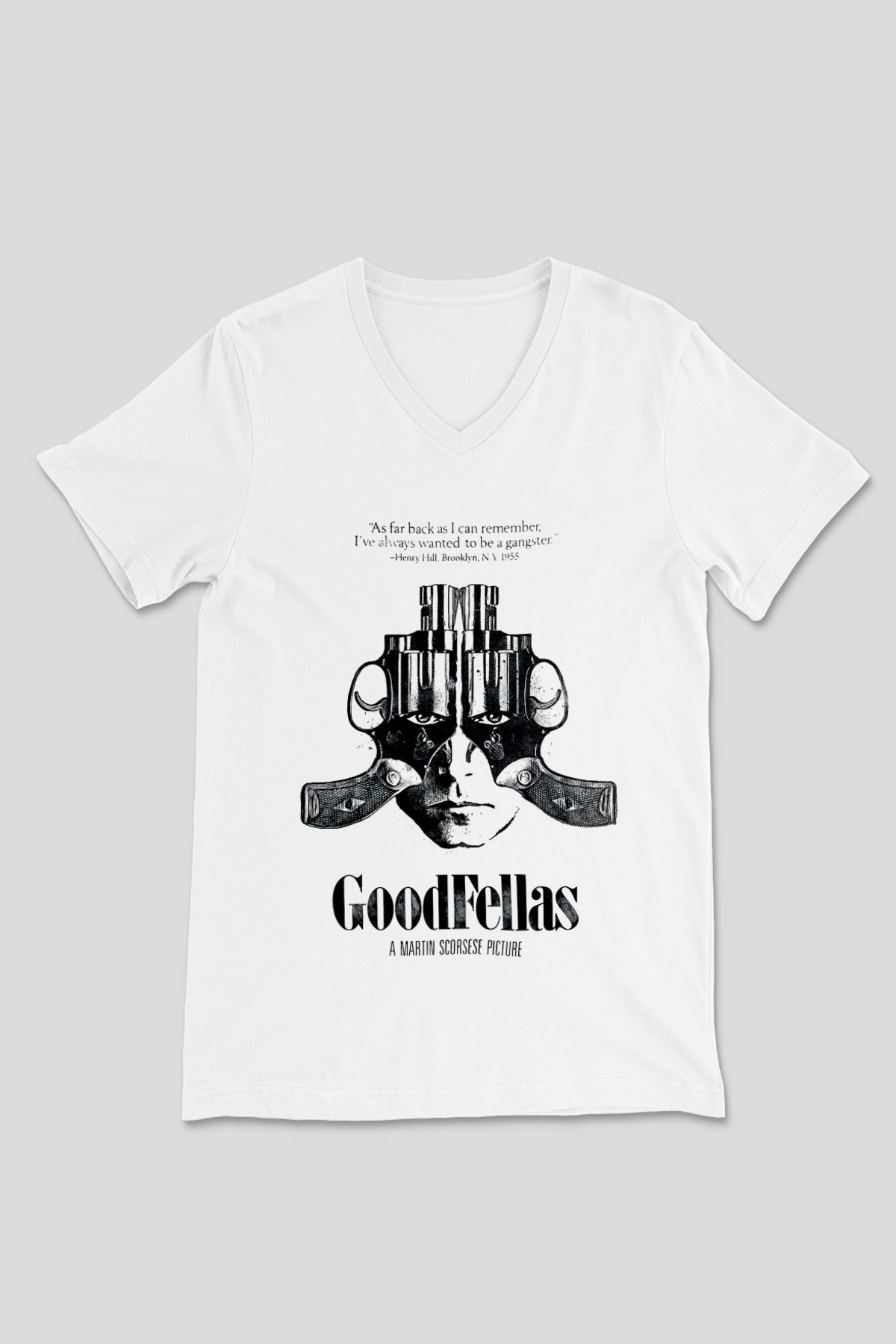 Goodfellas Baskılı Beyaz Unisex V Yaka Tişört - Tshirt