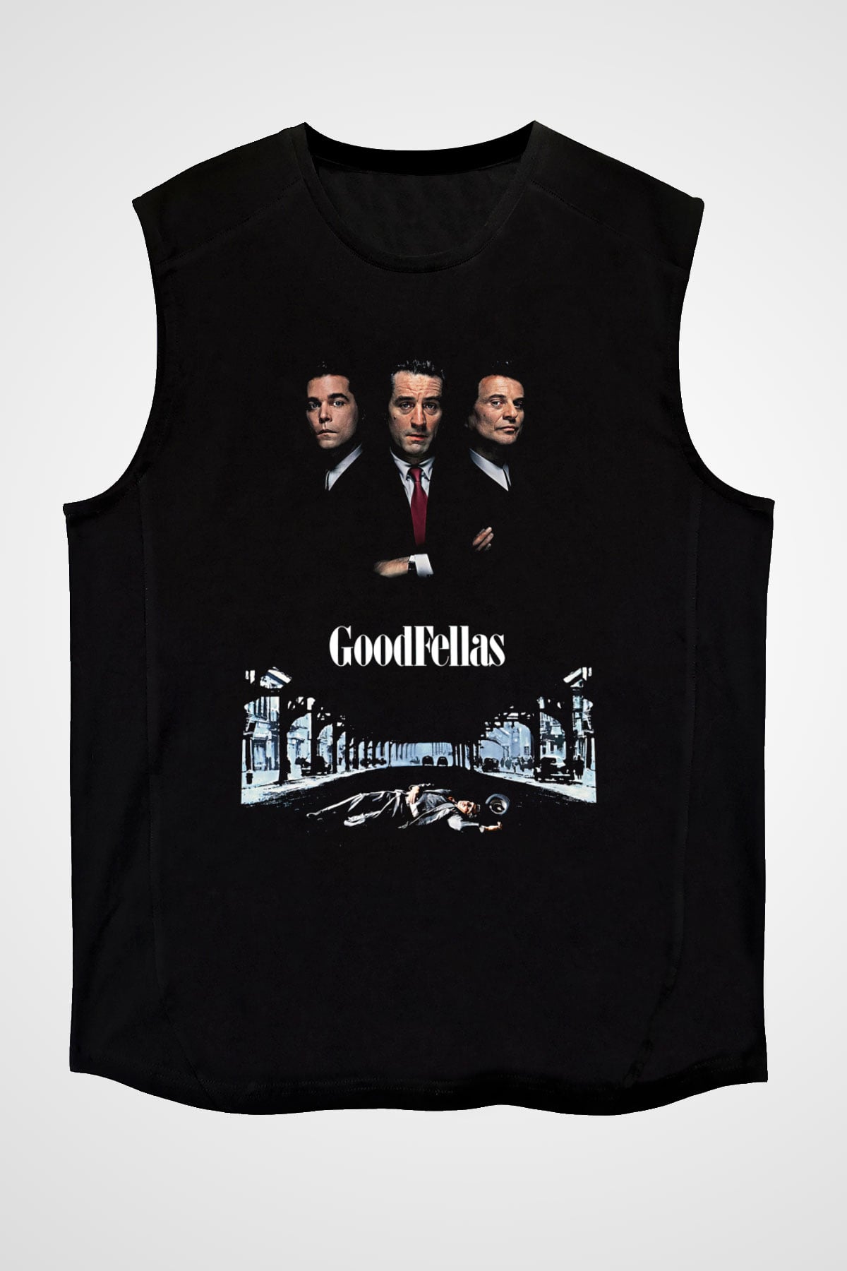 Goodfellas Baskılı Unisex Siyah Kolsuz Tişört - Tshirt