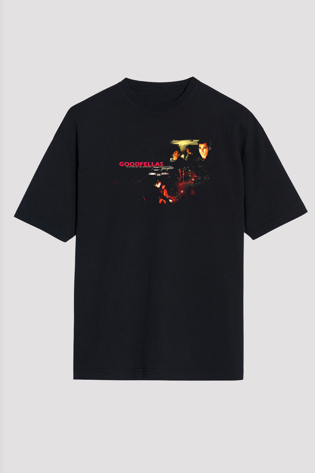 Goodfellas Baskılı Unisex Siyah Oversize Tişört - Tshirt