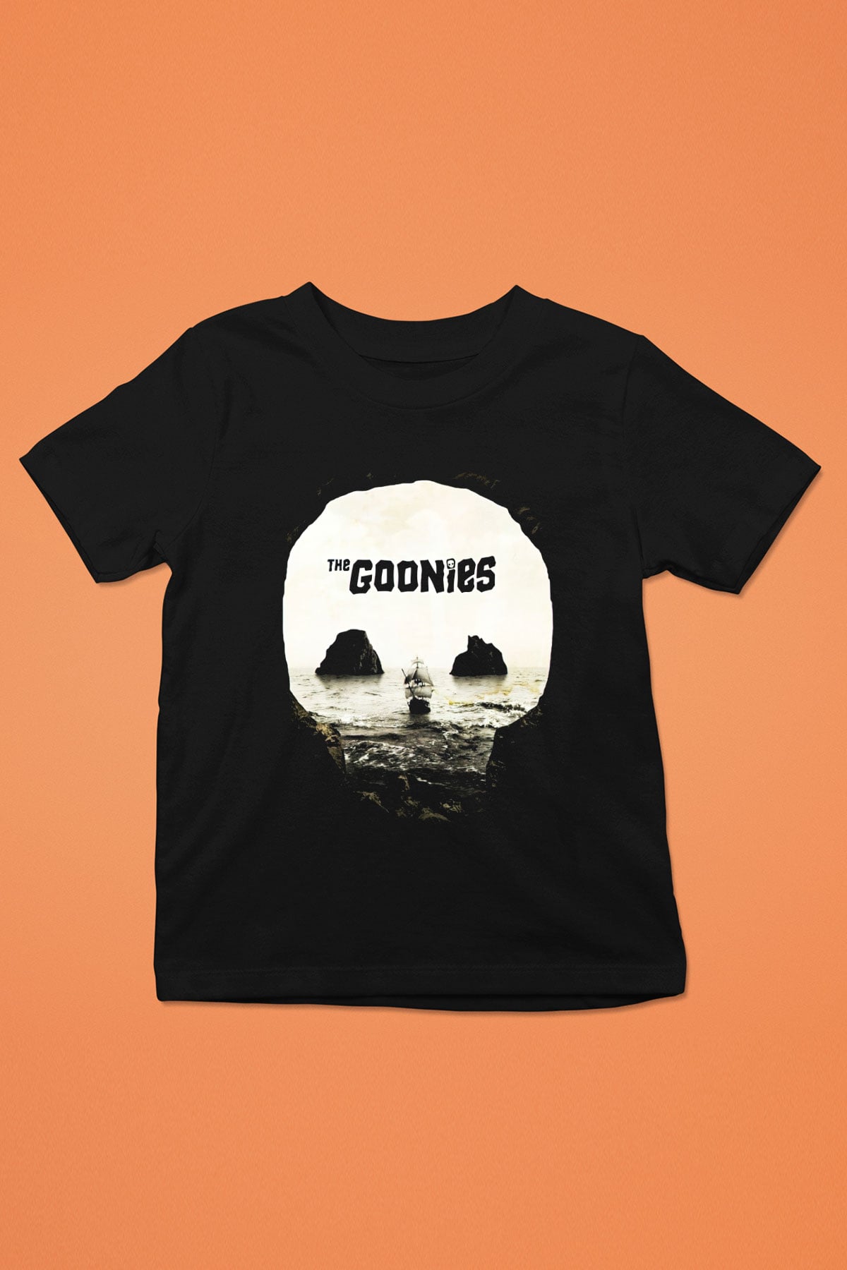 Goonies Baskılı Siyah Unisex Çocuk Tişört