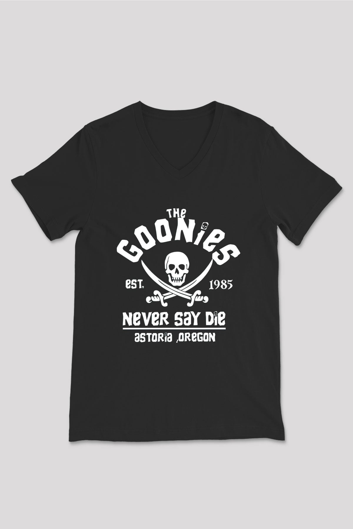 Goonies Siyah Unisex V Yaka Tişört