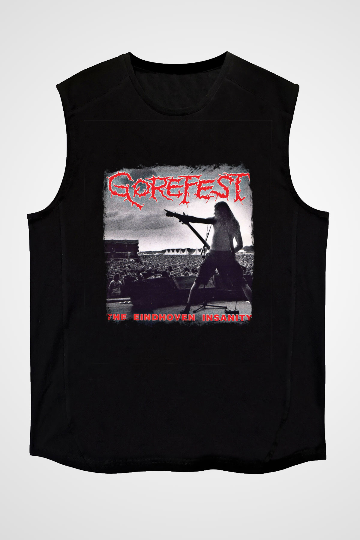Gorefest Baskılı Unisex Siyah Kolsuz Tişört
