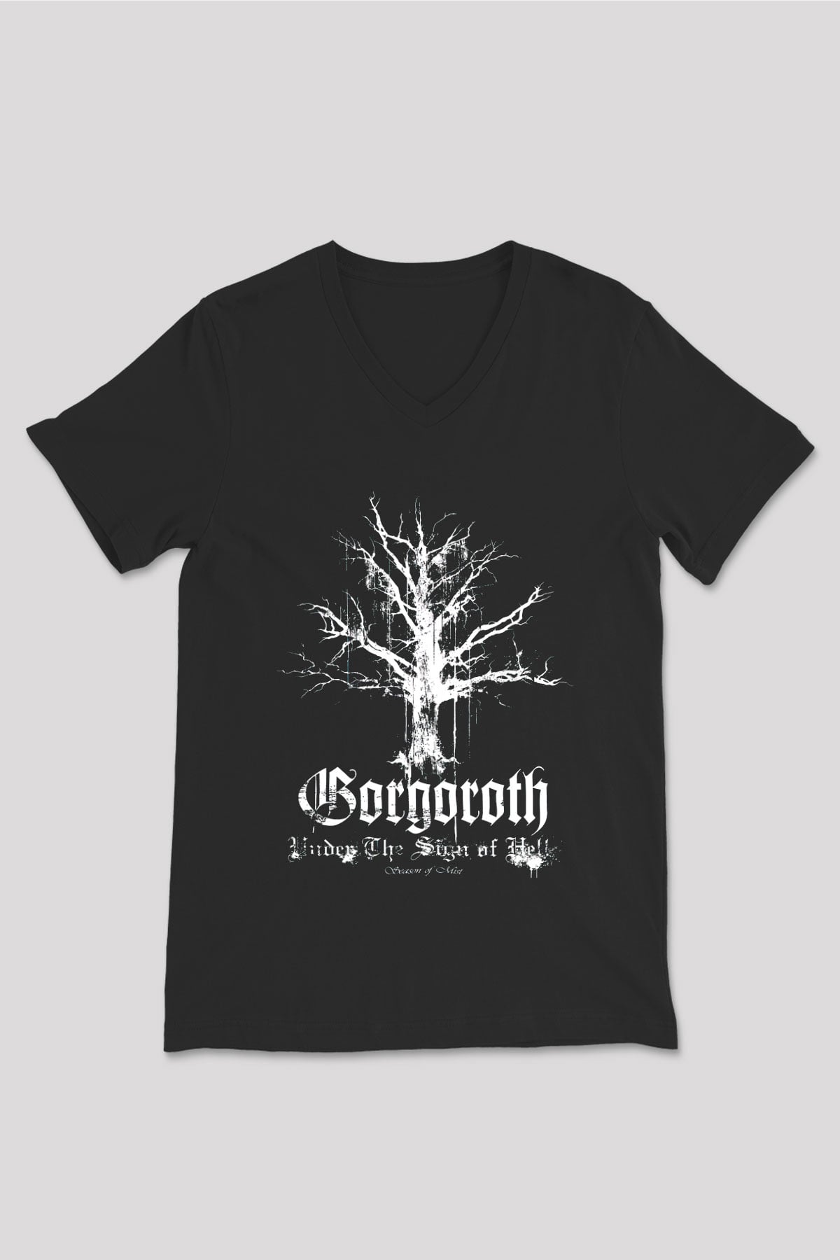 Gorgoroth Siyah Unisex V Yaka Tişört T-Shirt