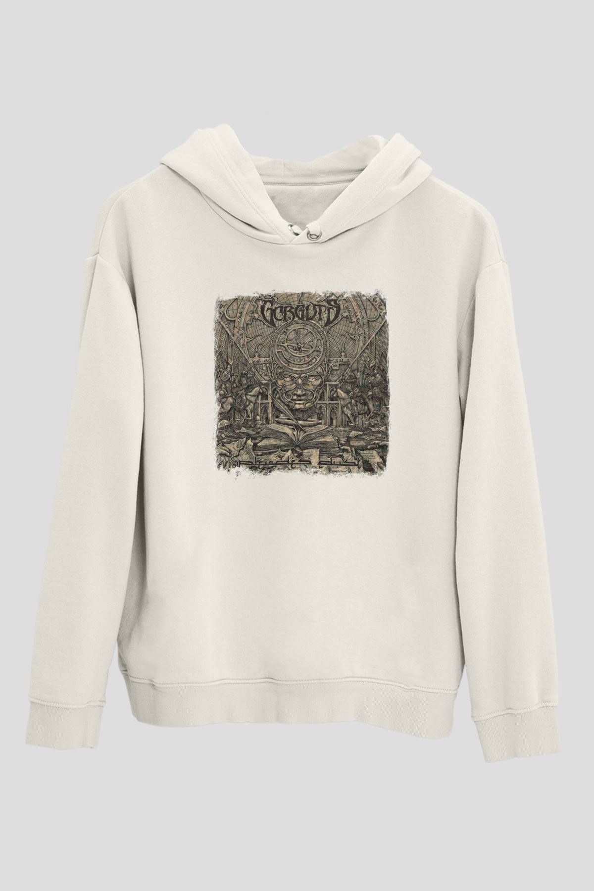 Gorguts Baskılı Unisex Beyaz Hoodie