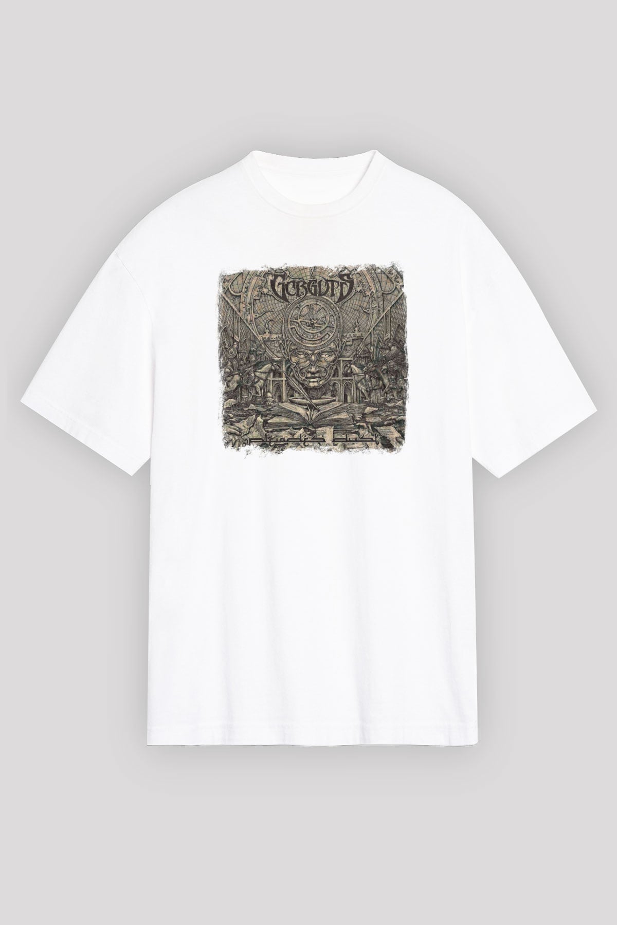 Gorguts Baskılı Unisex Beyaz Oversize Tişört