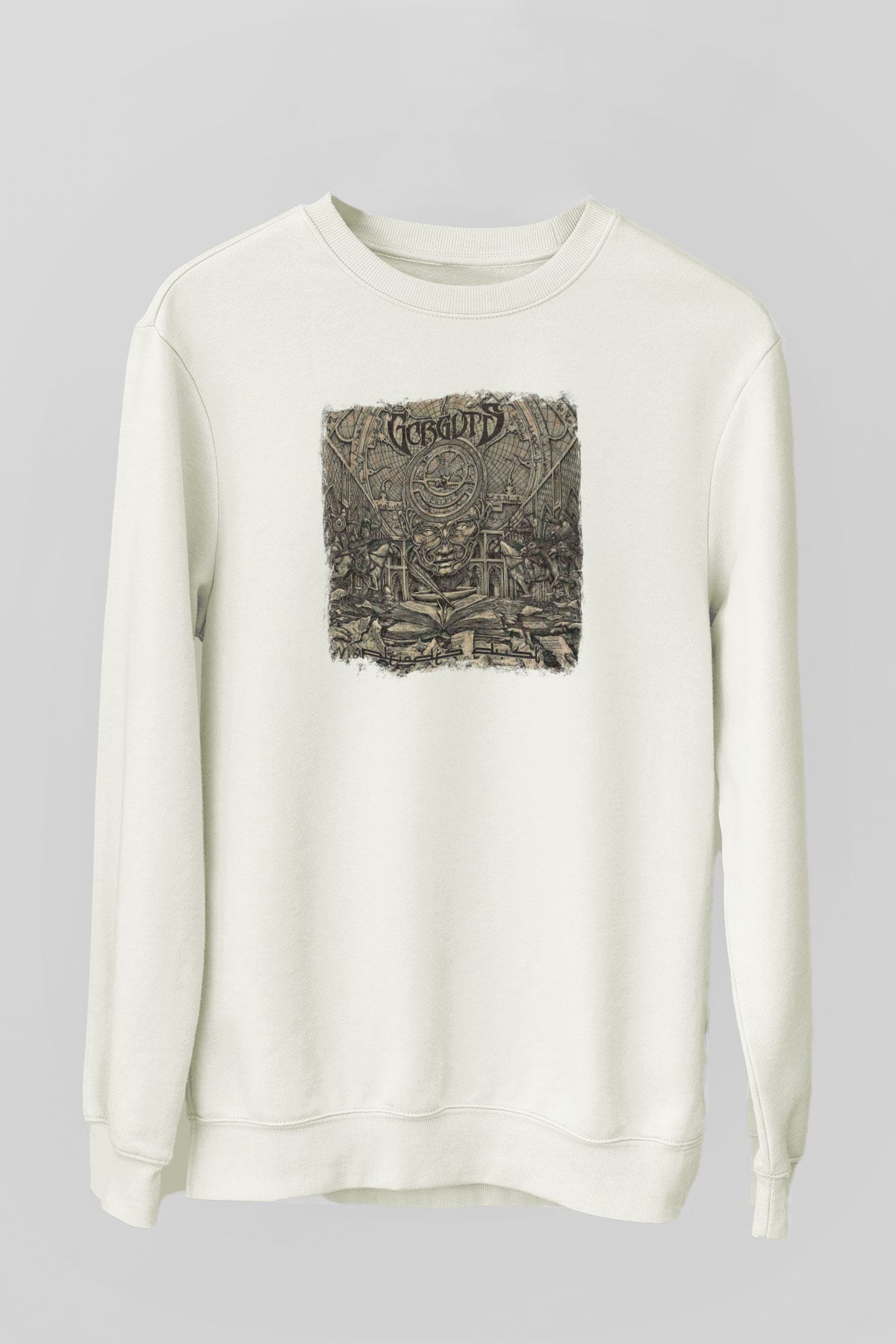 Gorguts Baskılı Unisex Beyaz Sweatshirt
