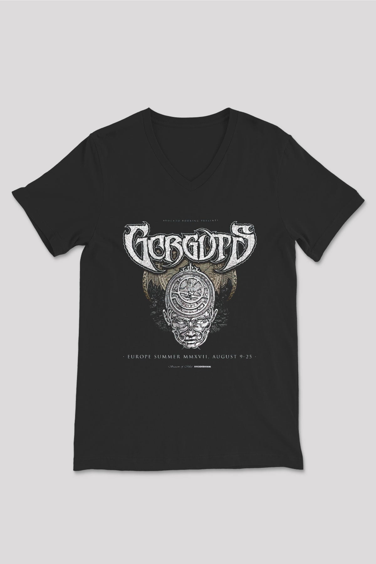 Gorguts Siyah Unisex V Yaka Tişört