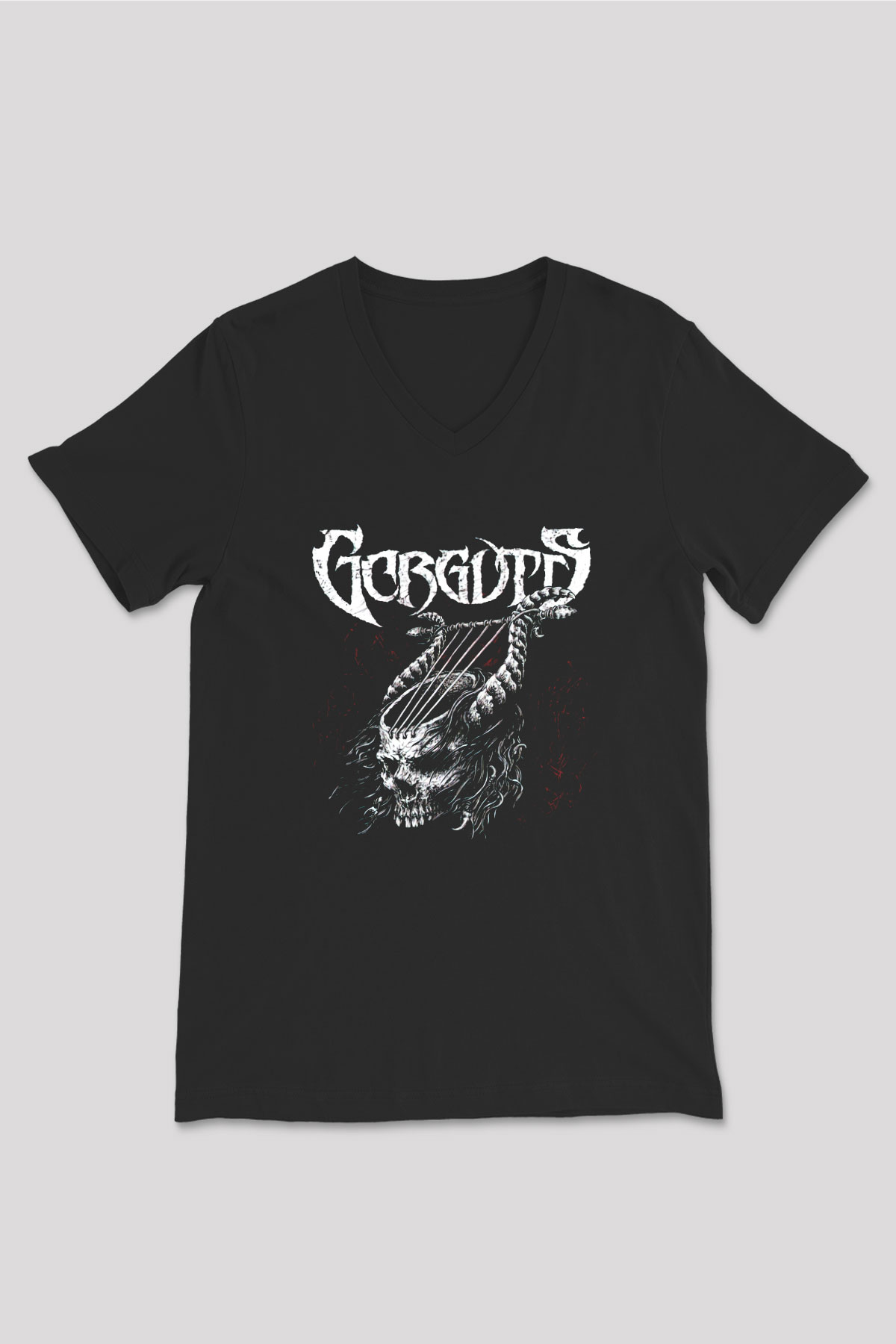Gorguts Siyah Unisex V Yaka Tişört