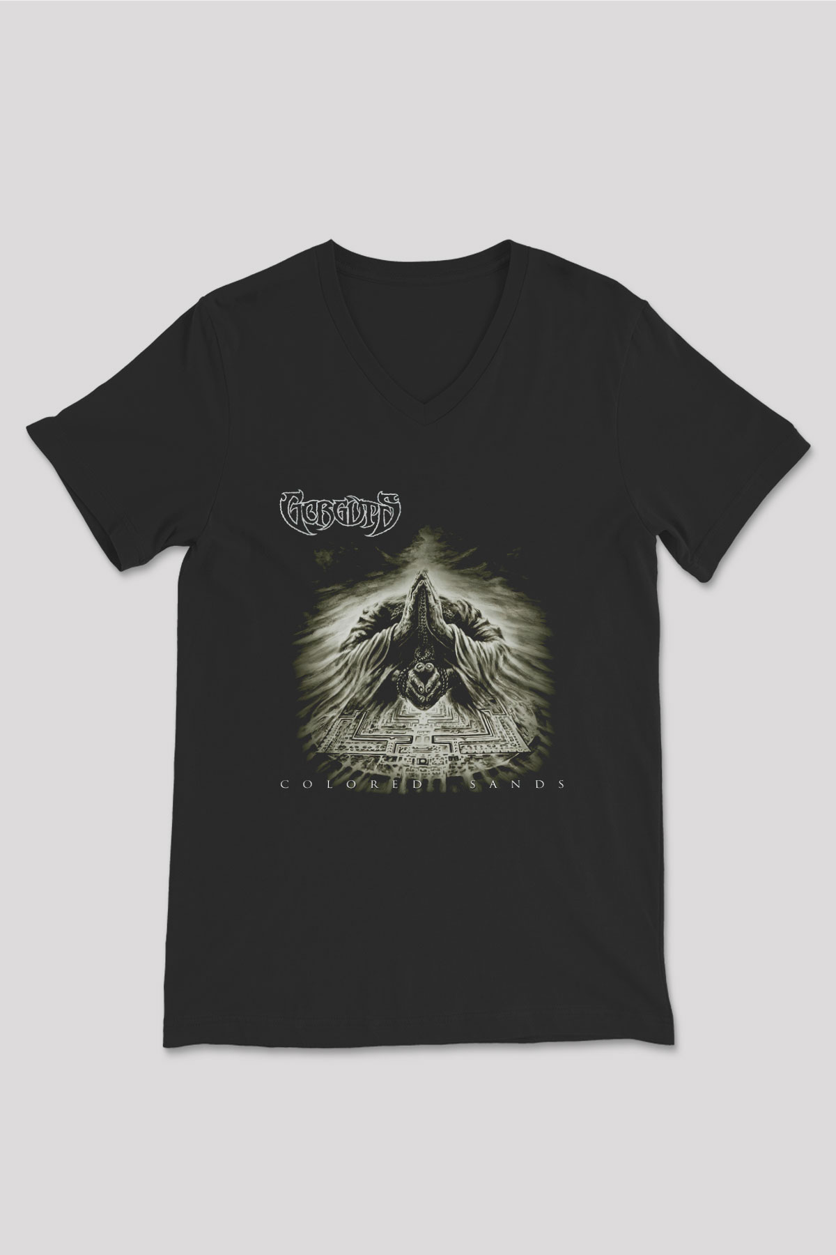 Gorguts Siyah Unisex V Yaka Tişört T-Shirt