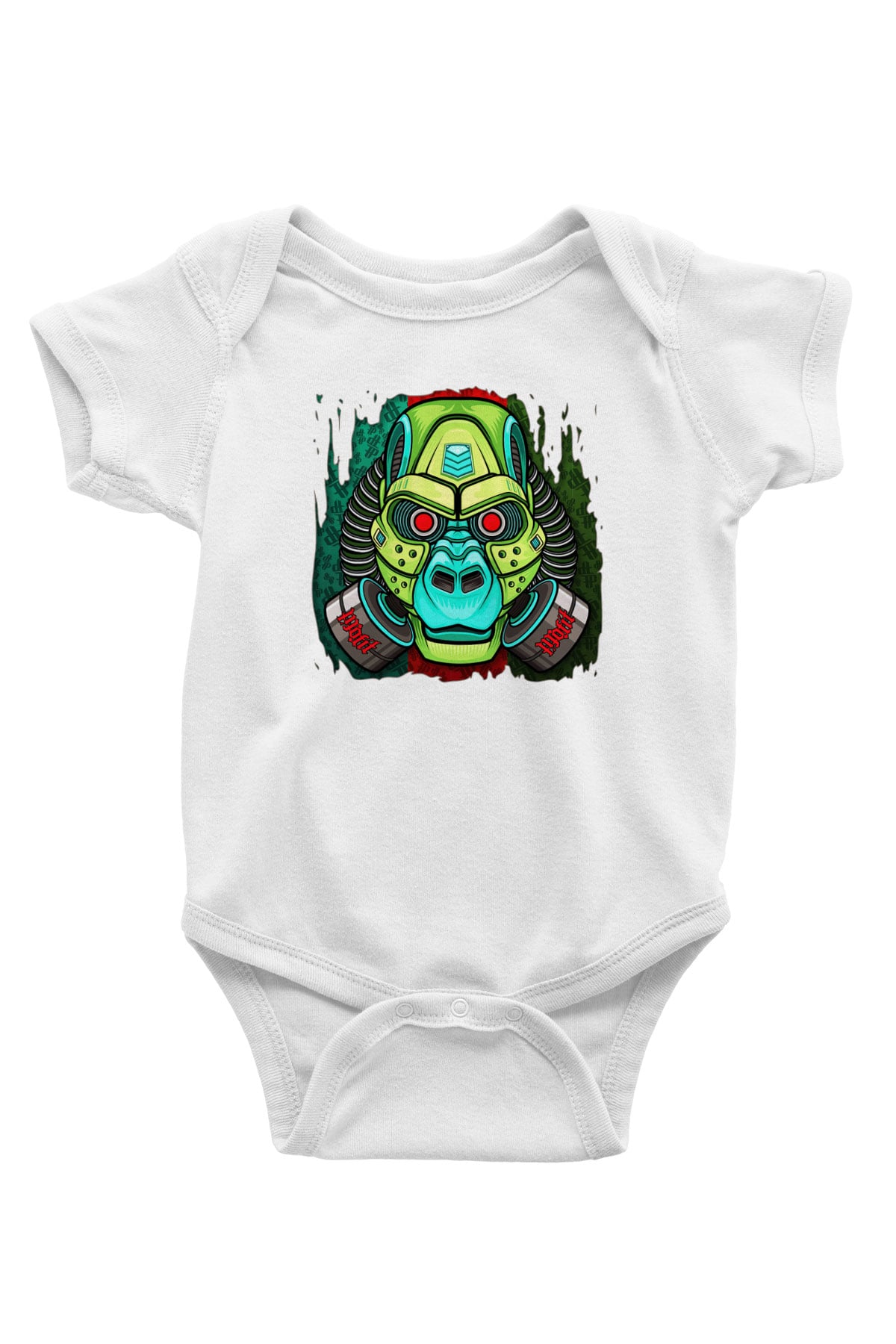 Goril Baskılı Beyaz Unisex Bebek Body - Zıbın