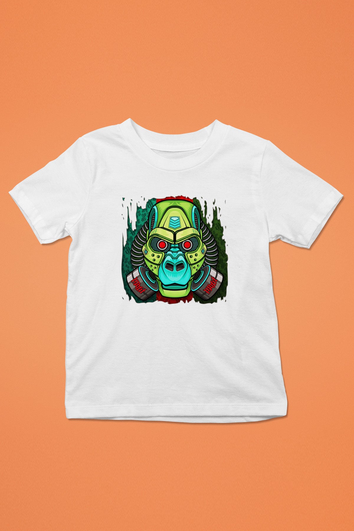 Goril Baskılı Beyaz Unisex Çocuk Tişört
