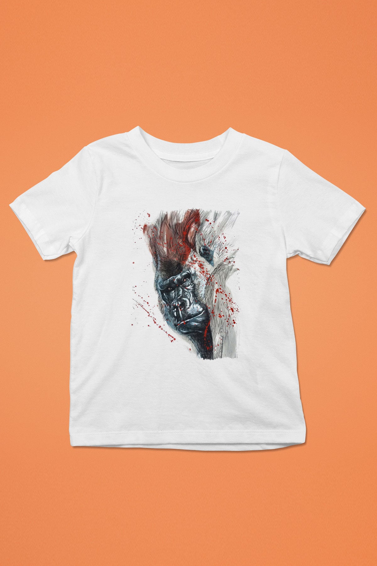 Goril Beyaz Unisex Çocuk Tişört