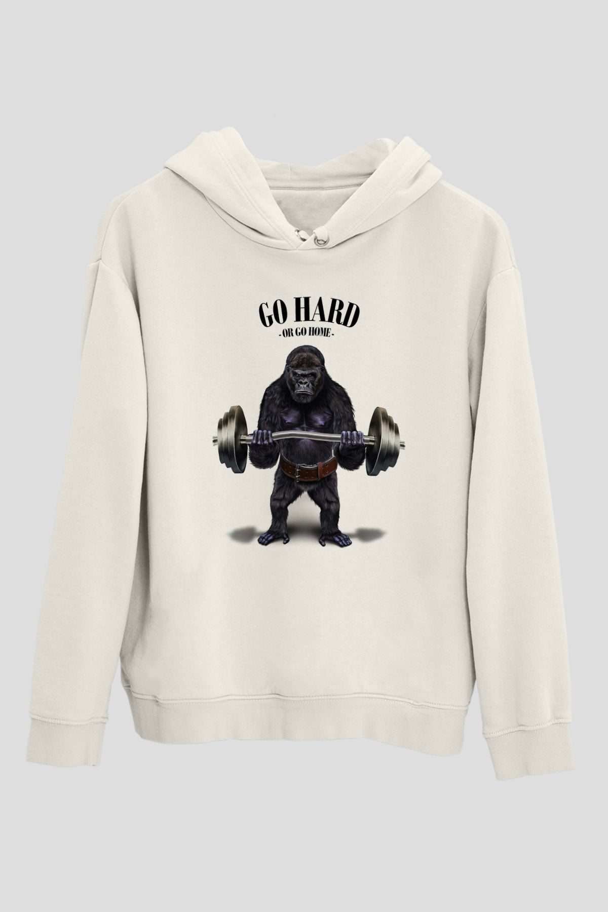 Goril Beyaz Unisex Hoodie