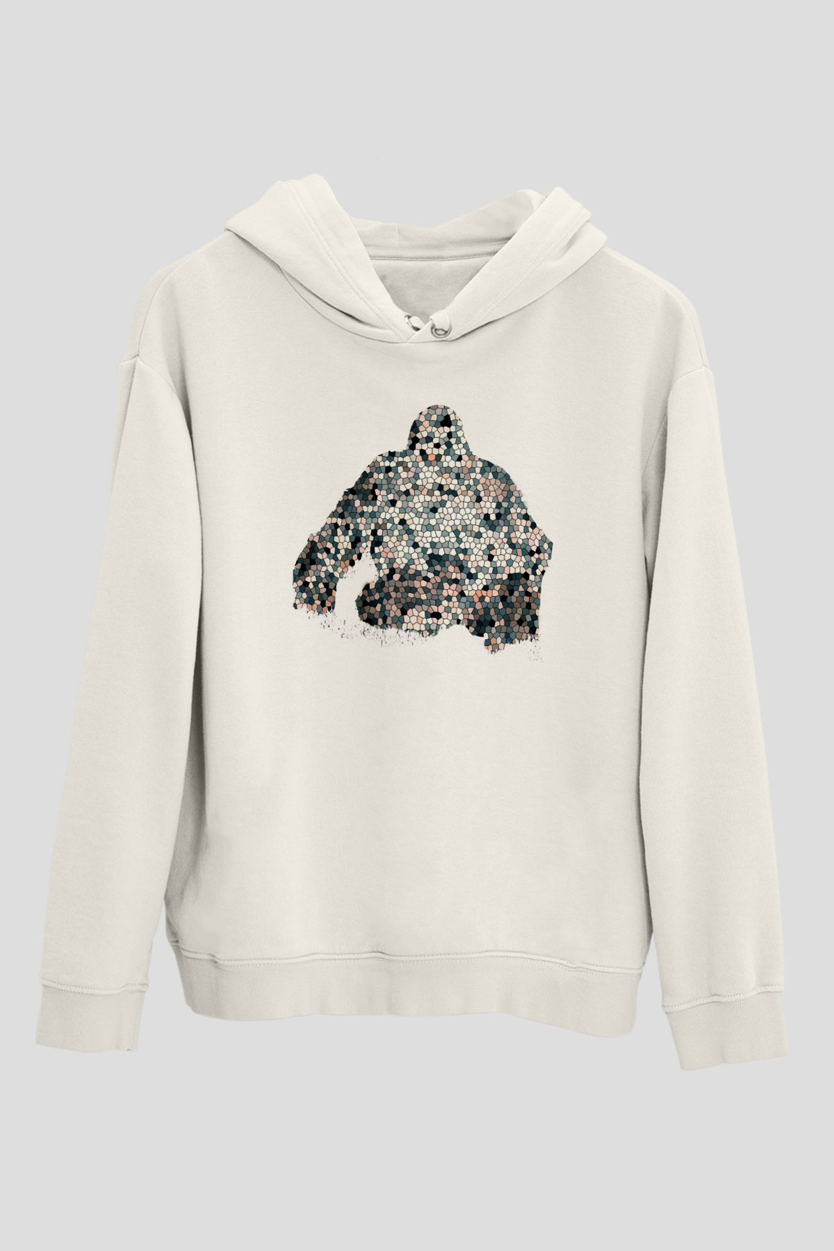 Goril Beyaz Unisex Hoodie