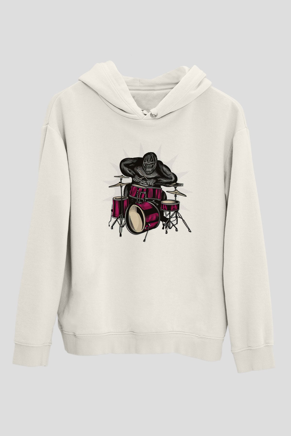 Goril Beyaz Unisex Hoodie