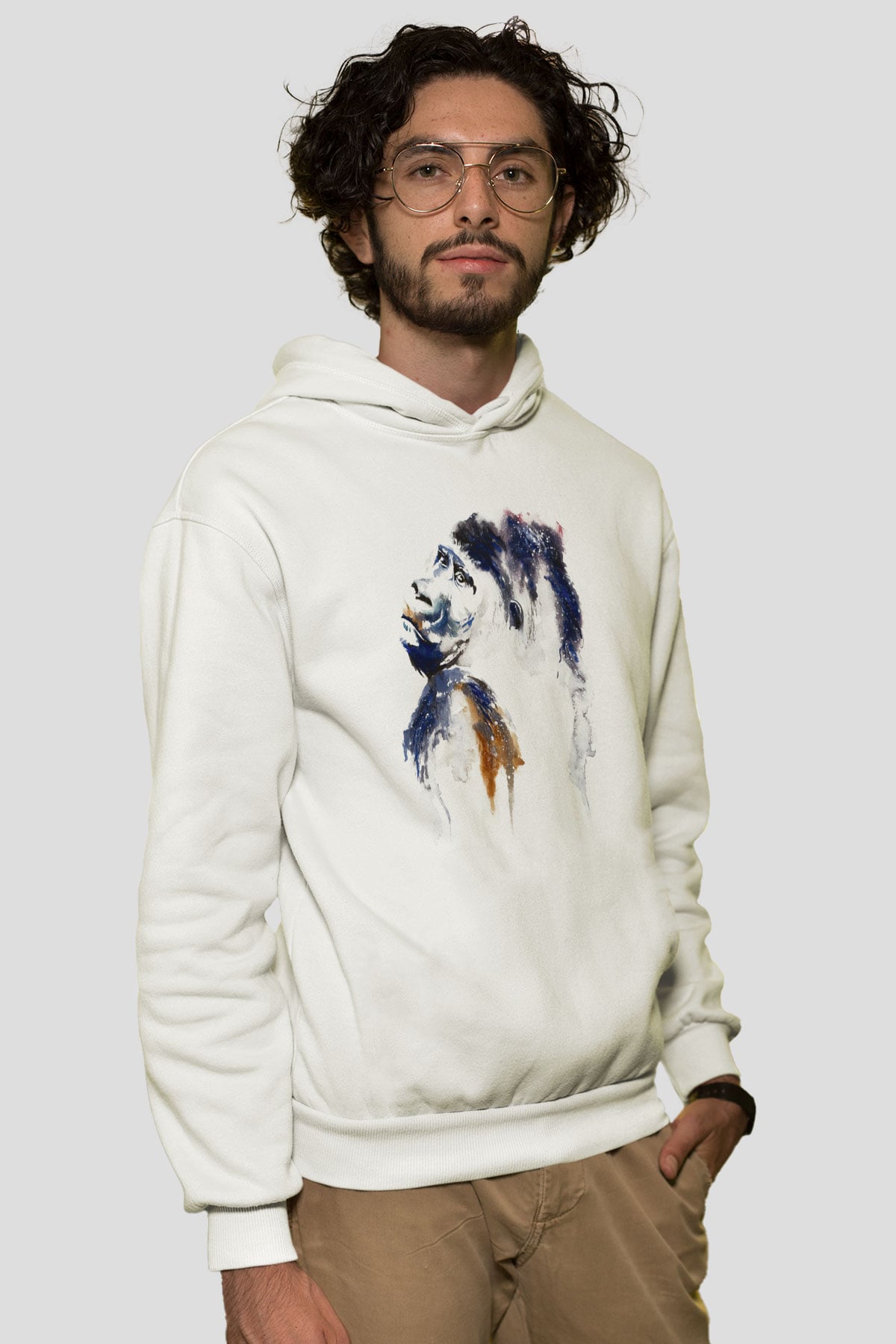 Goril Beyaz Unisex Hoodie