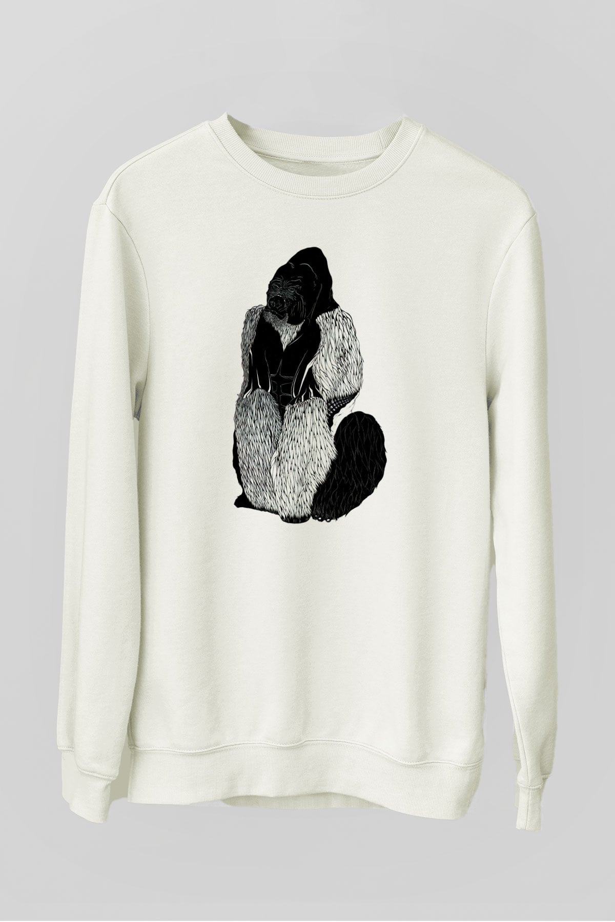 Goril Beyaz Unisex Sweatshirt