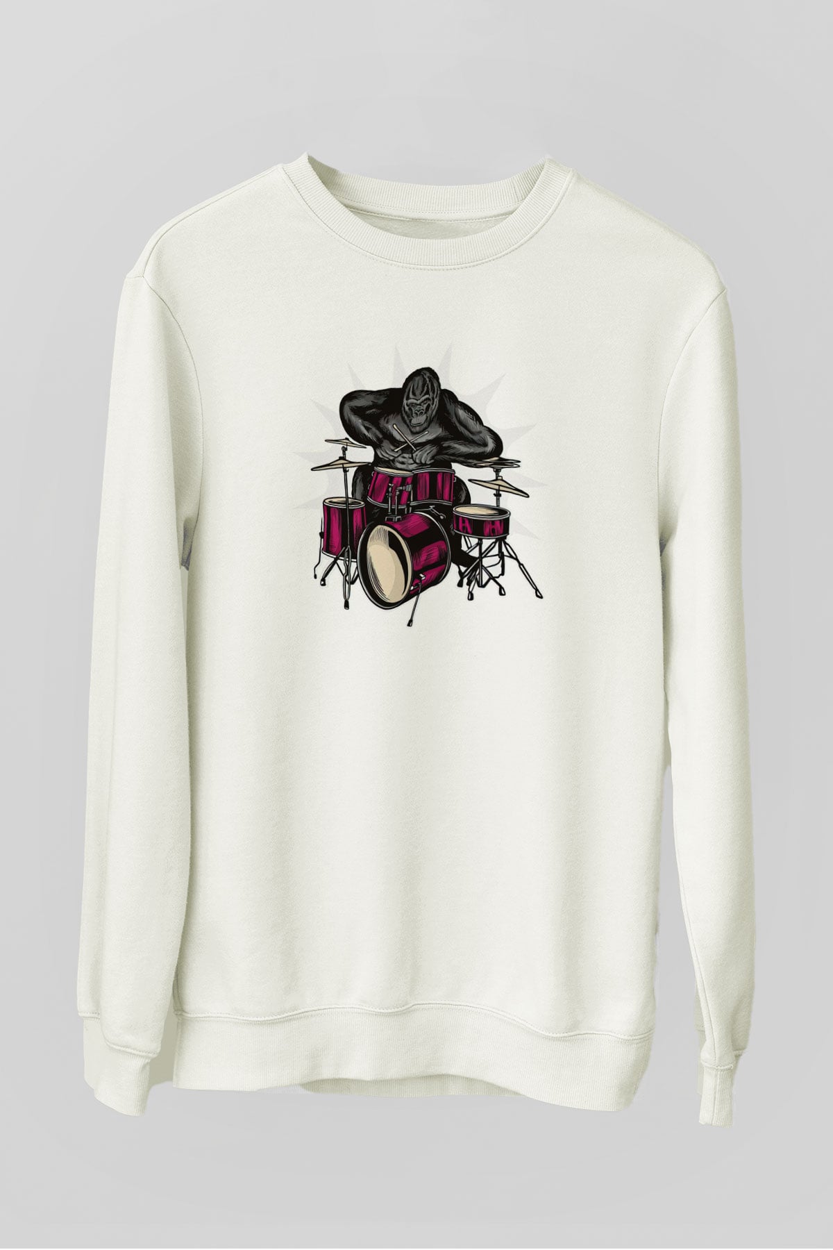 Goril Beyaz Unisex Sweatshirt
