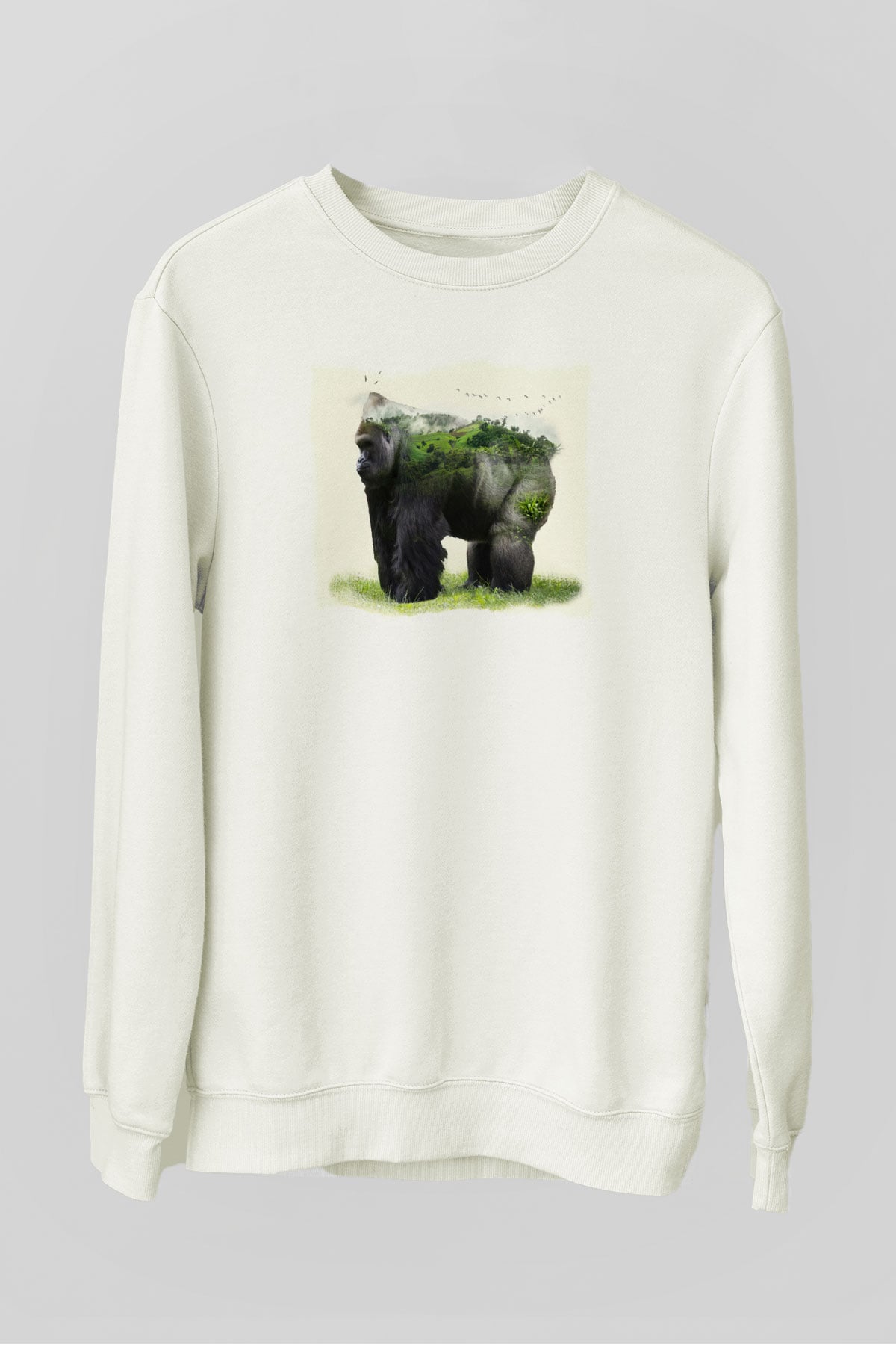 Goril Beyaz Unisex Sweatshirt