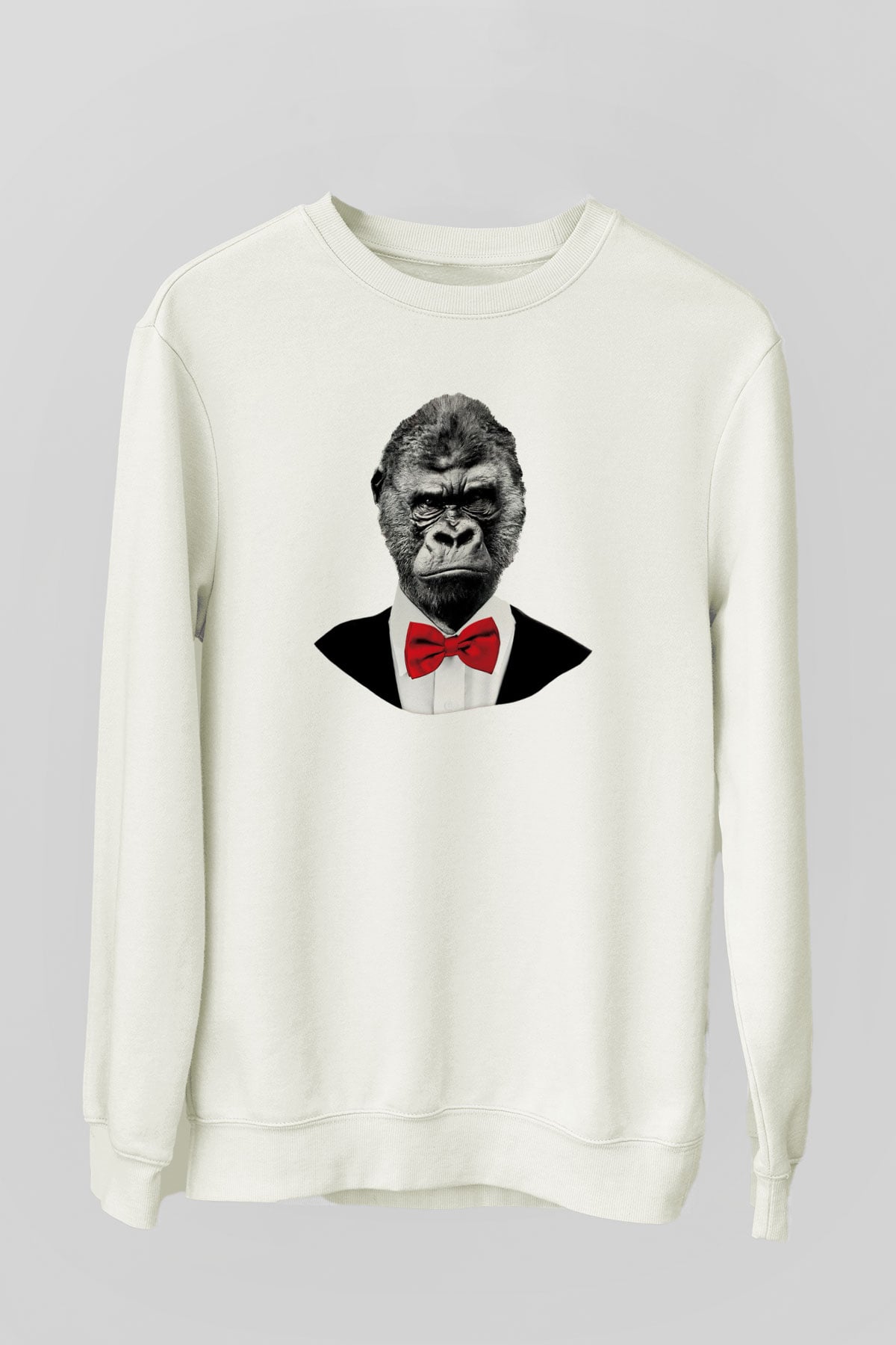 Goril Beyaz Unisex Sweatshirt