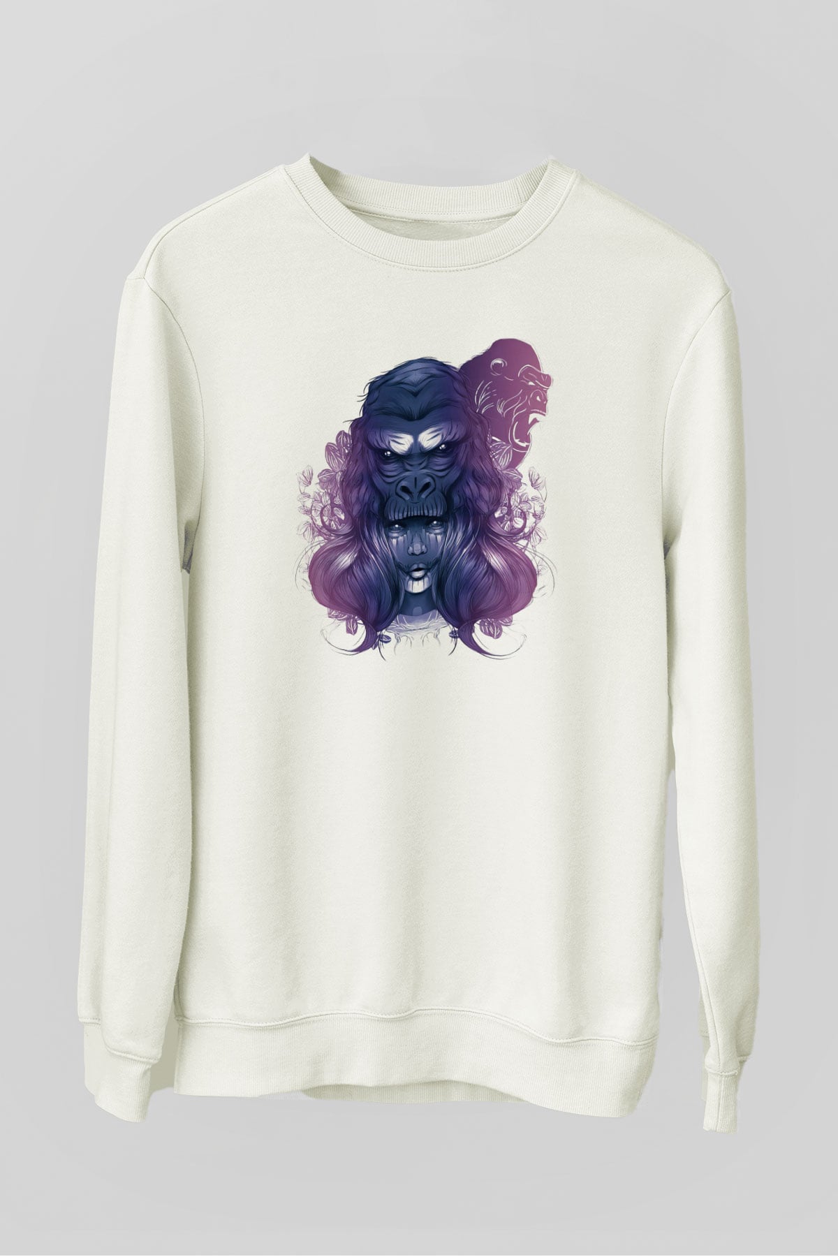 Goril Beyaz Unisex Sweatshirt