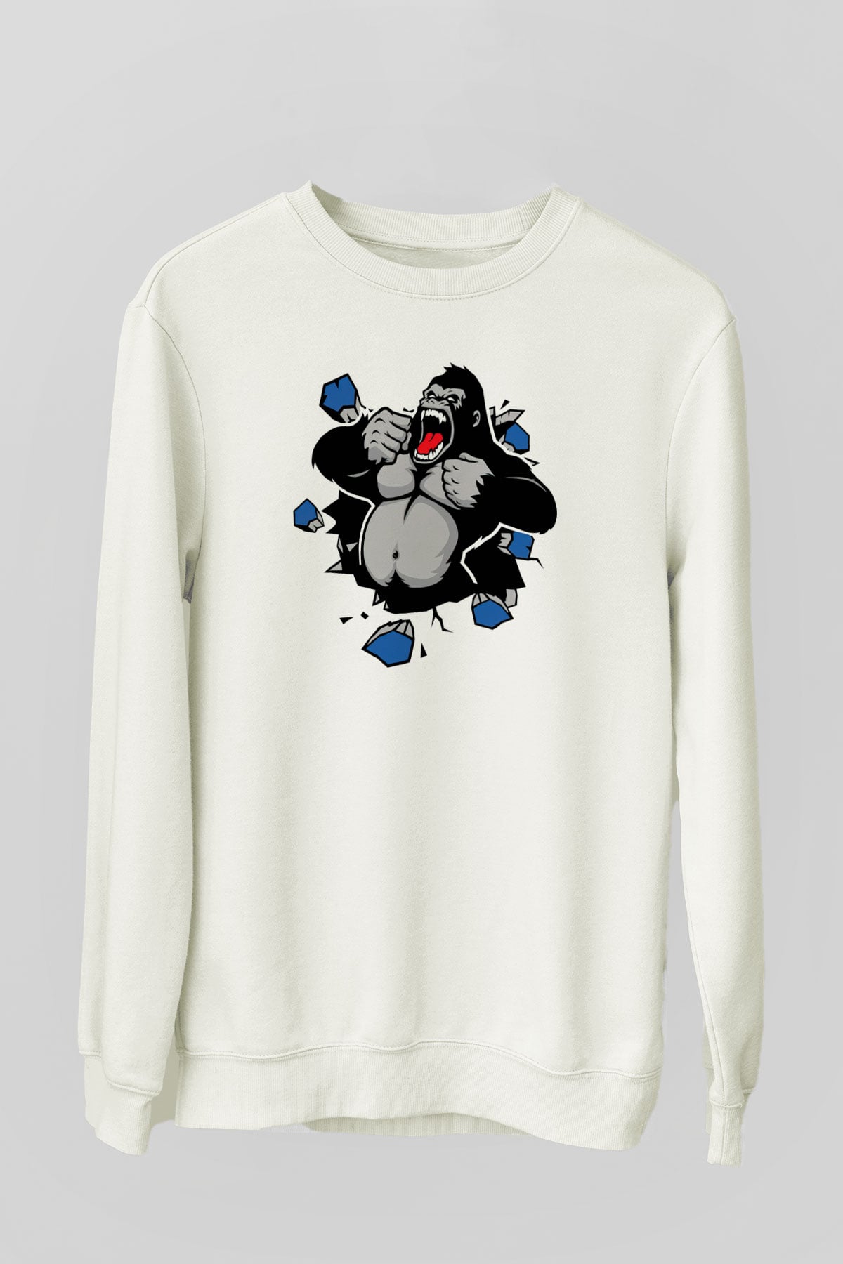 Goril Beyaz Unisex Sweatshirt