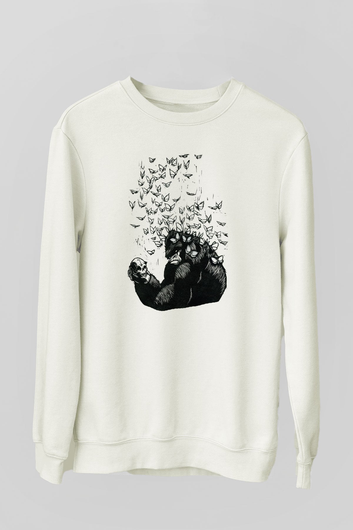 Goril Beyaz Unisex Sweatshirt