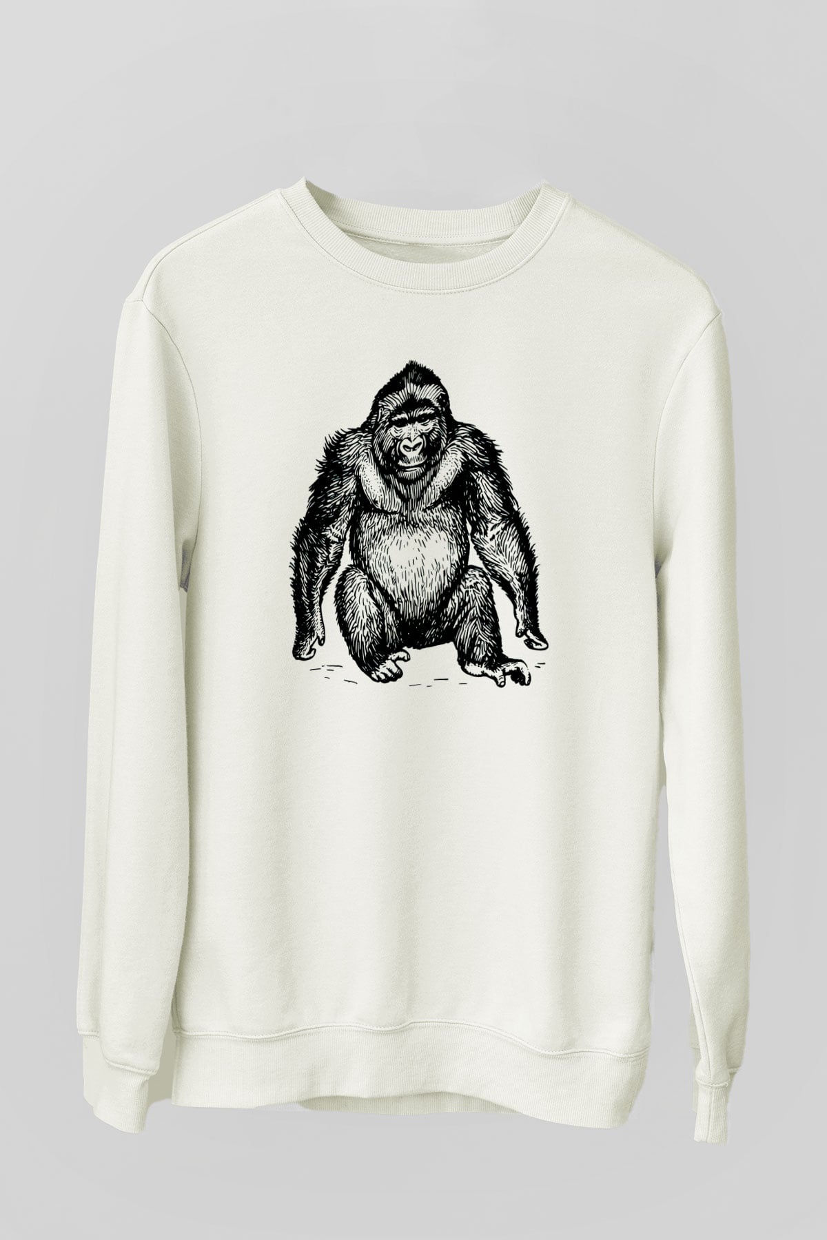 Goril Beyaz Unisex Sweatshirt