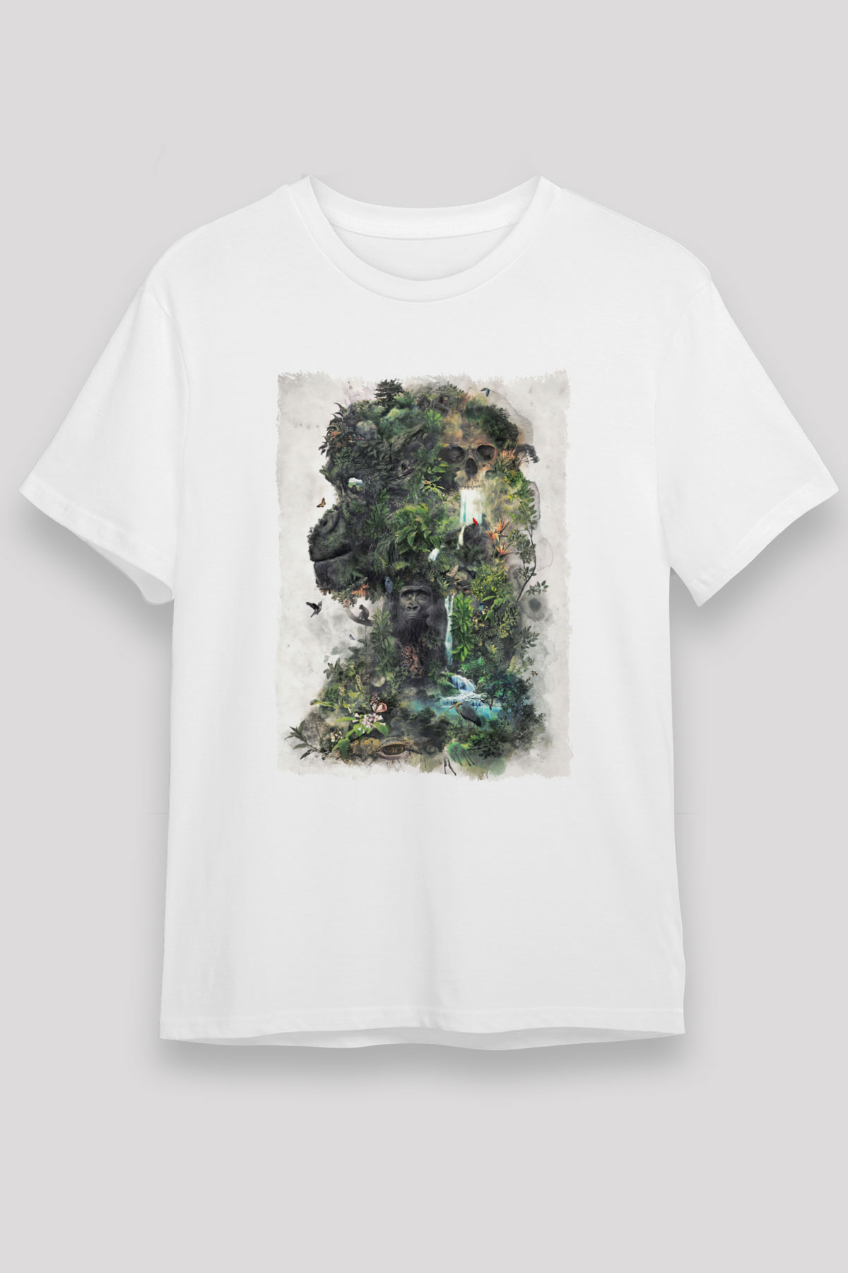 Goril Beyaz Unisex Tişört T-Shirt - TişörtFabrikası