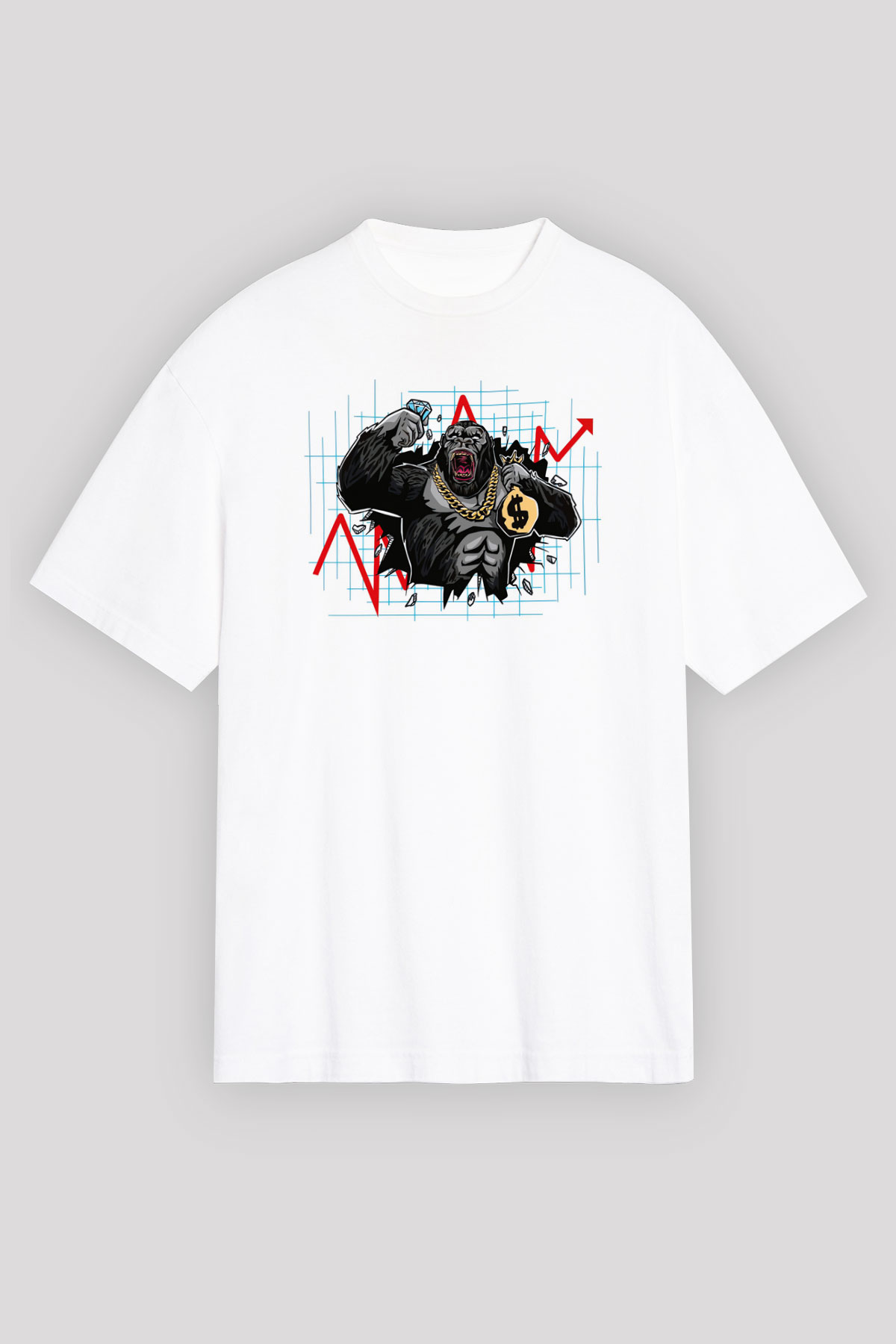 Goril Beyaz Unisex Tişört T-Shirt - TişörtFabrikası