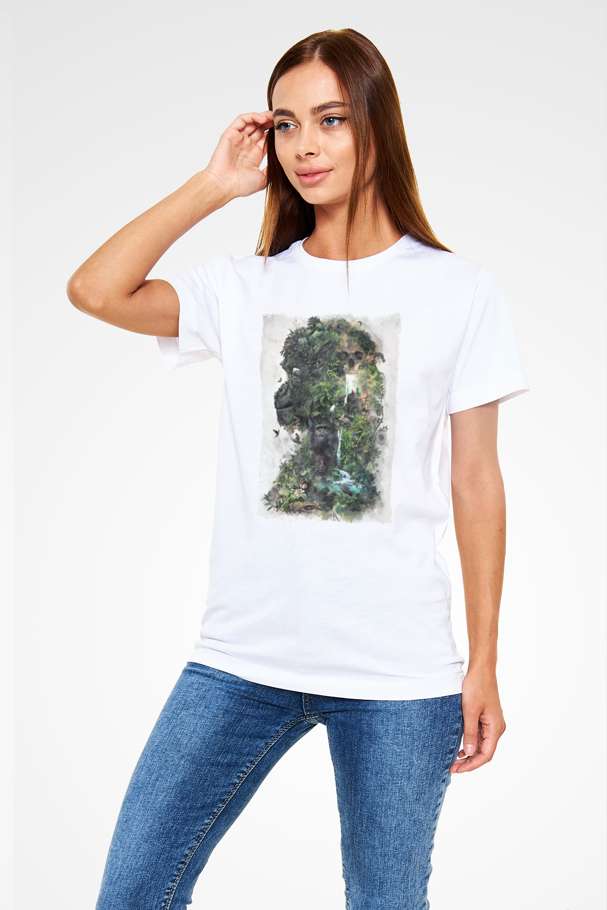 Goril Beyaz Unisex Tişört T-Shirt - TişörtFabrikası