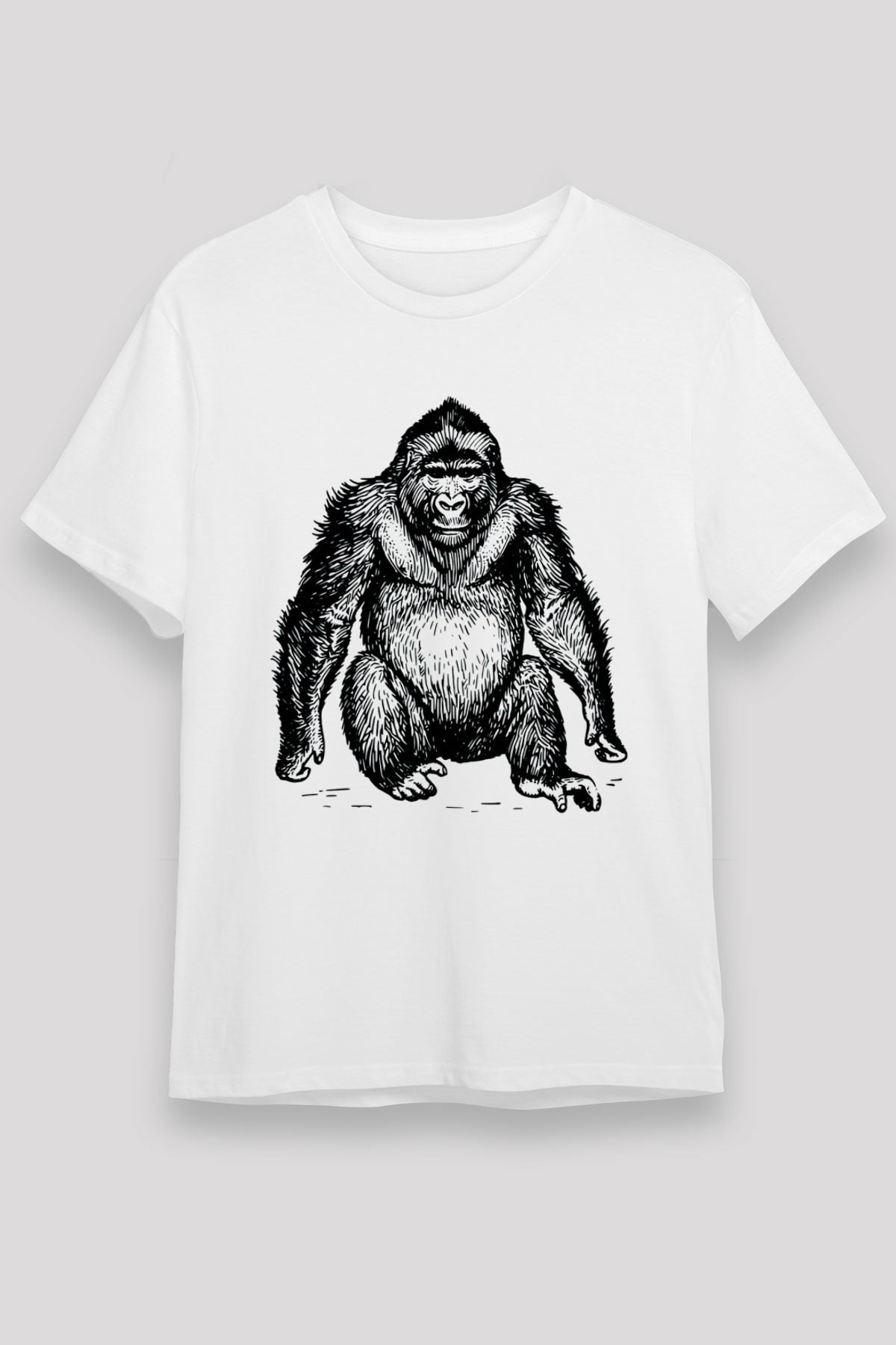 Goril Beyaz Unisex Tişört T-Shirt - TişörtFabrikası