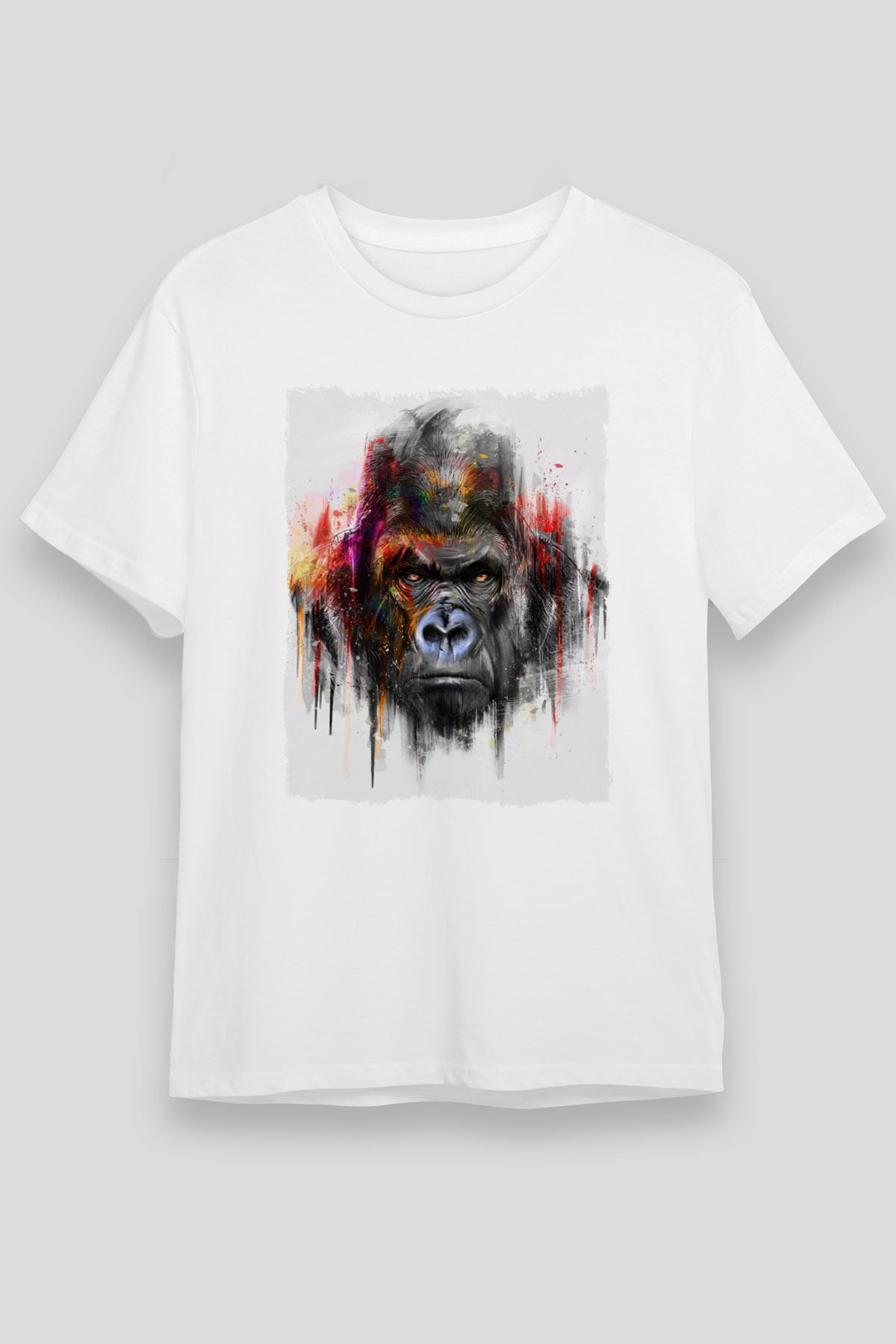 Goril Beyaz Unisex Tişört T-Shirt - TişörtFabrikası