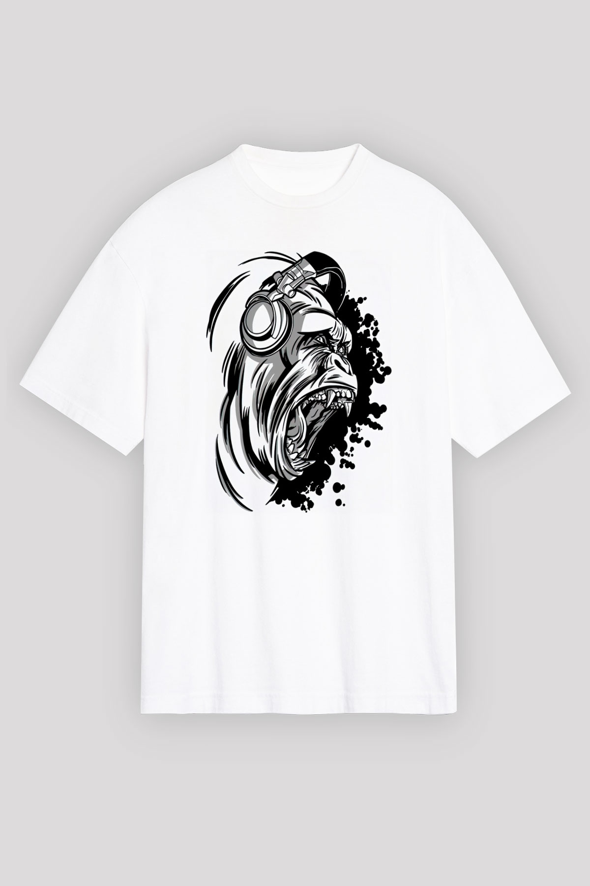 Goril Beyaz Unisex Tişört T-Shirt - TişörtFabrikası